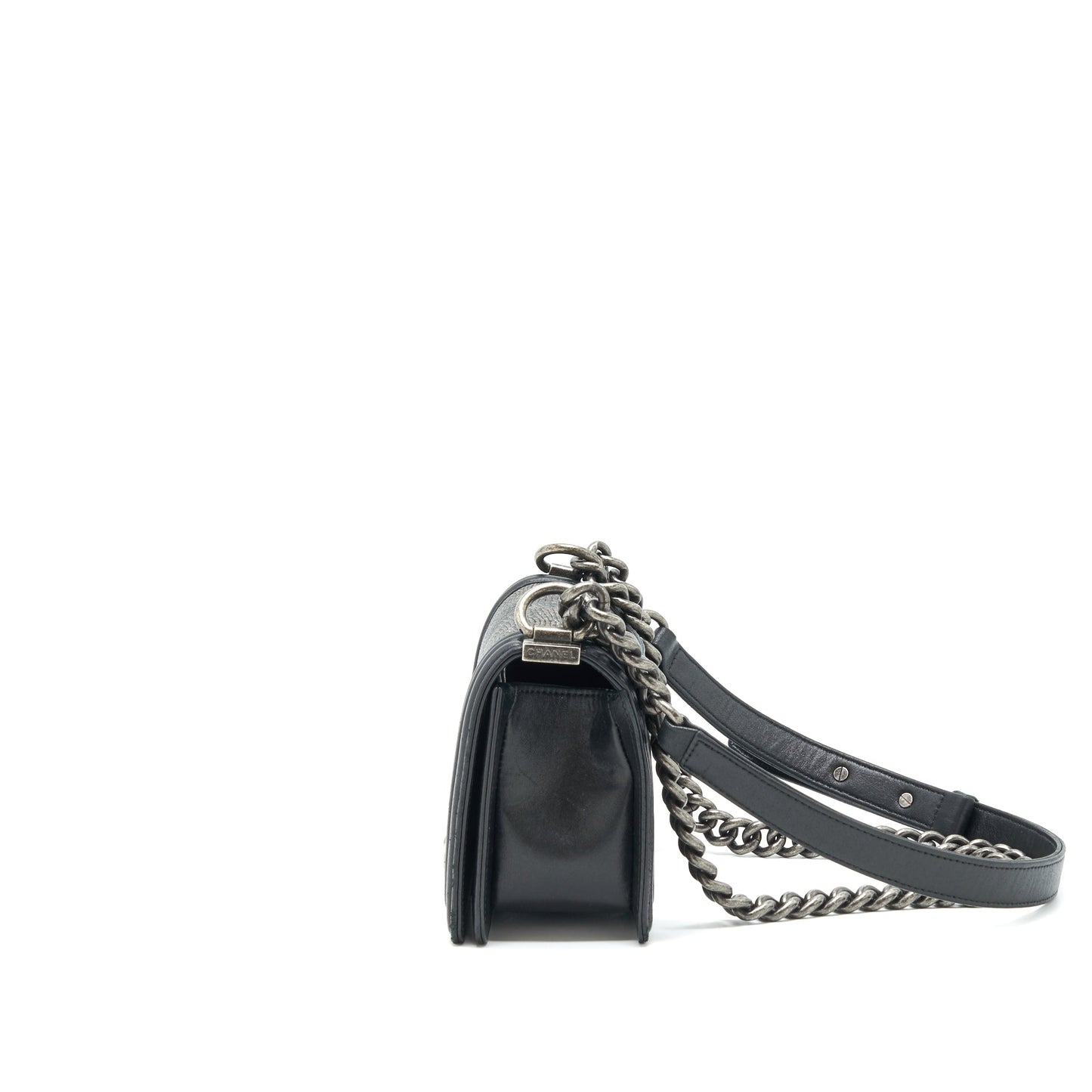 Chanel boy Lizard Calfskin ruthenium hardware Black Small Handbag