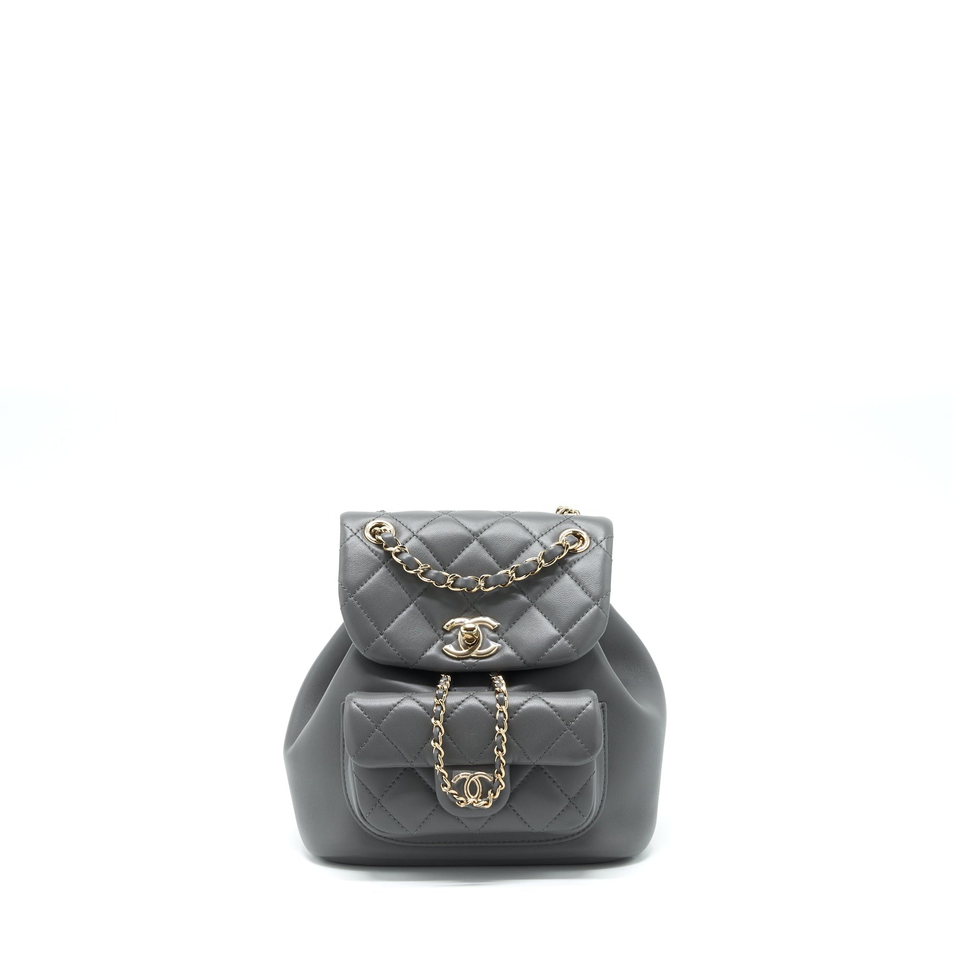 Chanel Duma Backpack Lambskin LGHW Microchip Grey
