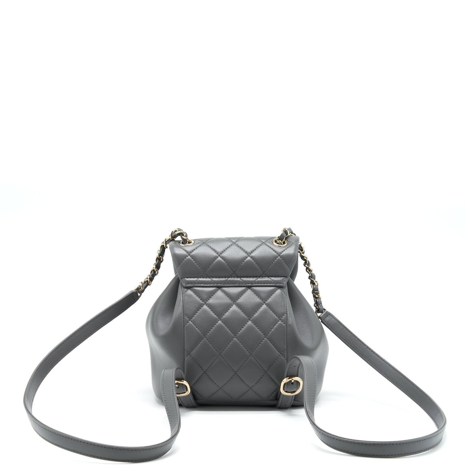 Chanel Duma Backpack Lambskin LGHW Microchip Grey