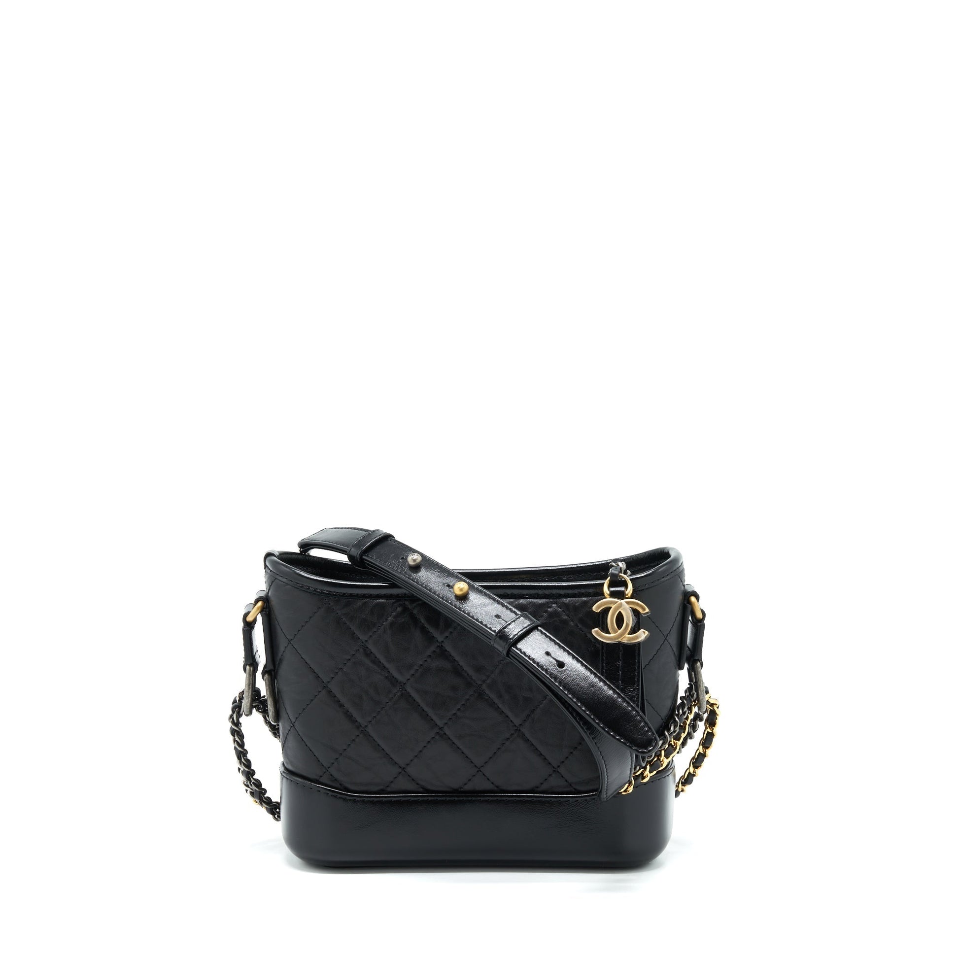 Chanel Gabrielle Hobo Calfskin Hardware Microchip Multicolour Black Small Shoulder Bag