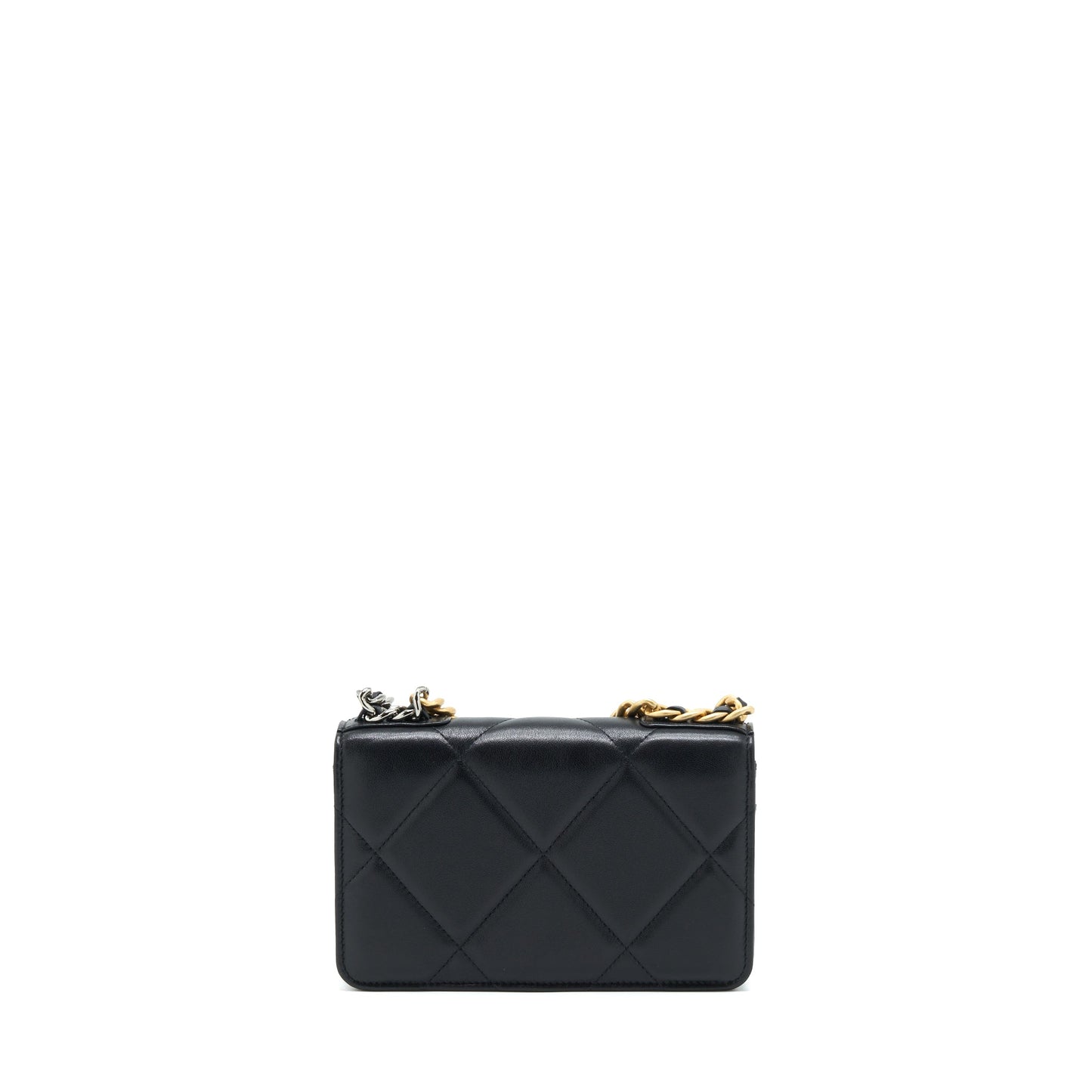 Chanel 19 On Lambskin Hardware Microchip Multicolour Black Wallet Case