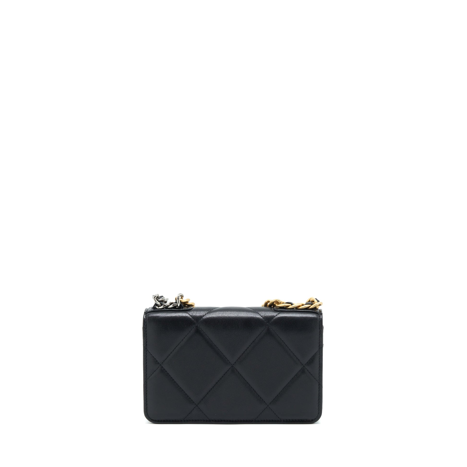 Chanel 19 On Lambskin Hardware Microchip Multicolour Black Wallet Case