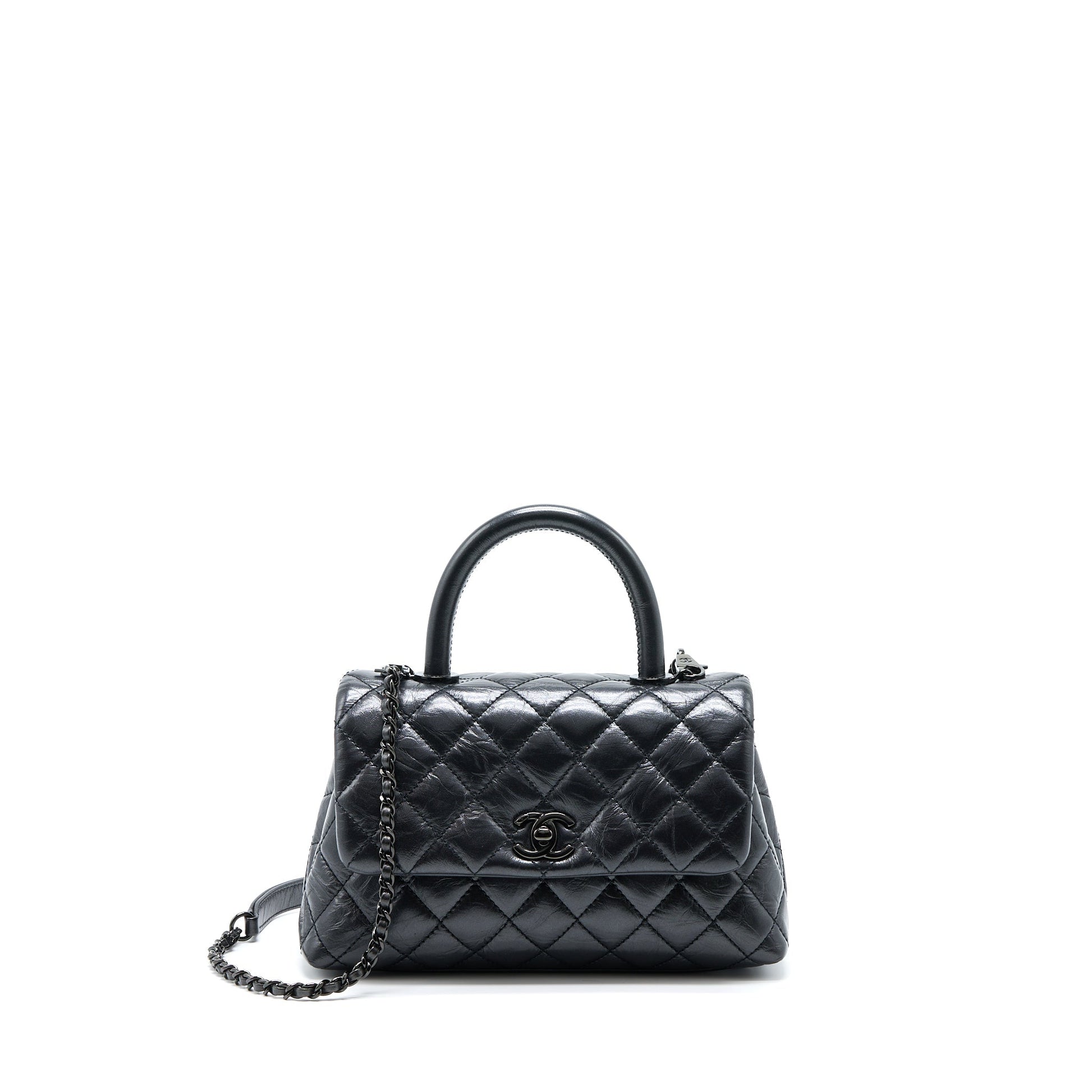 Chanel Coco Handle Aged Calfskin So Hardware Black Small Handbag Hardware 1
