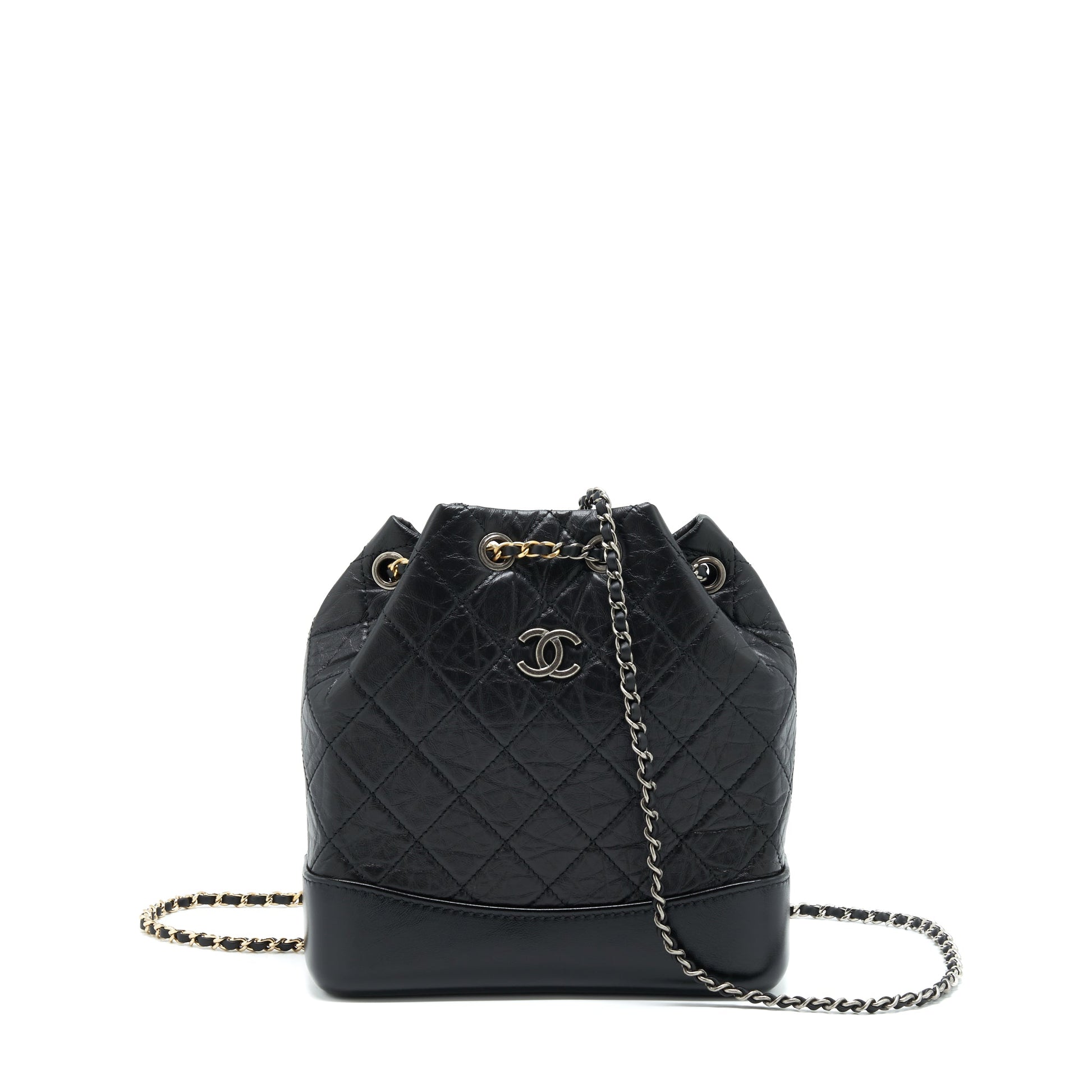 Chanel Gabrielle Backpack Calfskin Hardware Microchip Multicolour Black Small