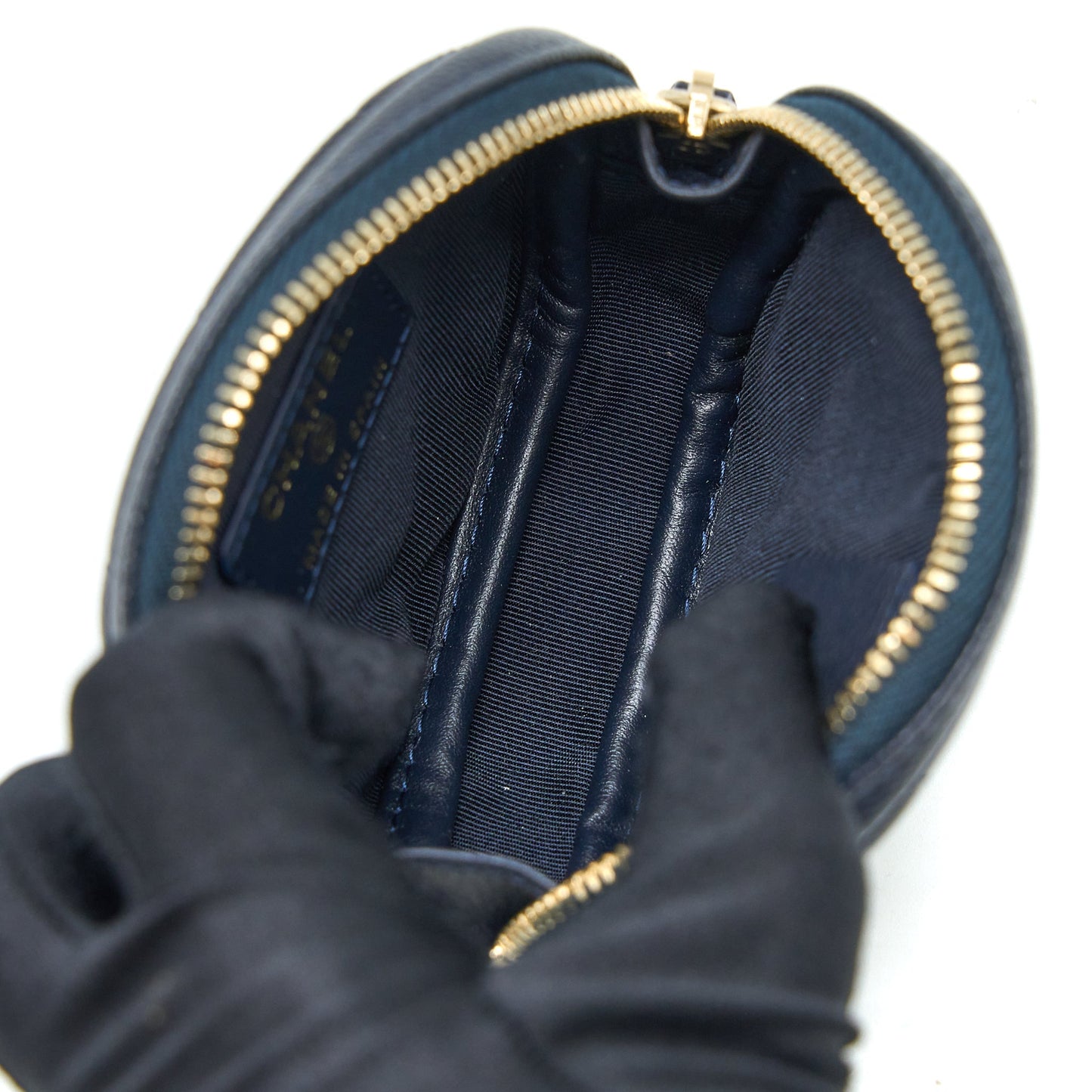 Chanel Round Caviar Navy LGHW Mini Bag