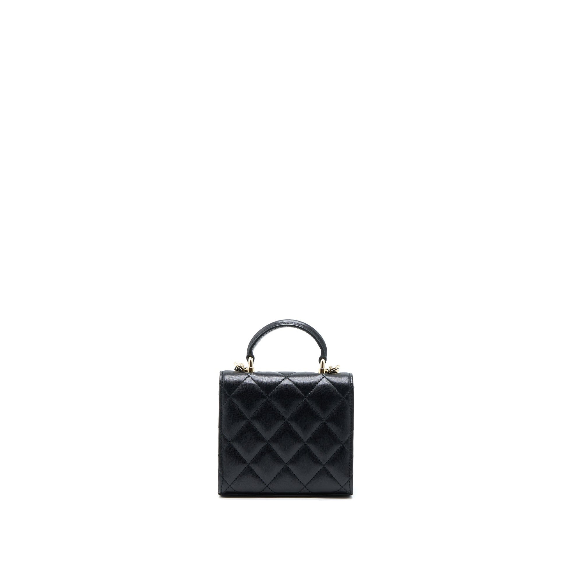 Chanel Top Handle Flap Lambskin LGHW Black Shoulder Bag