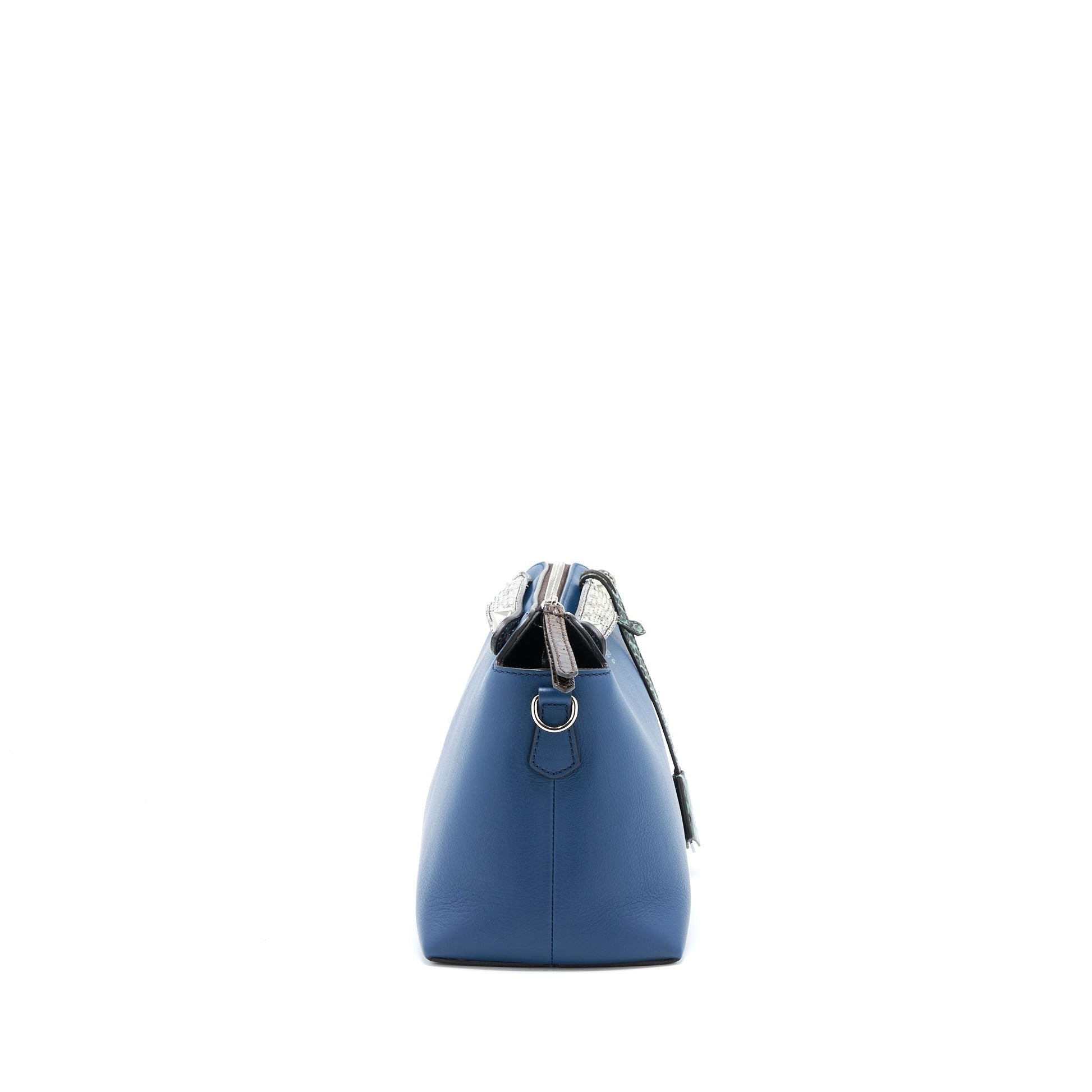 Fendi By The Way Calfskin Dark Handbag Python Blue Travel Bag
