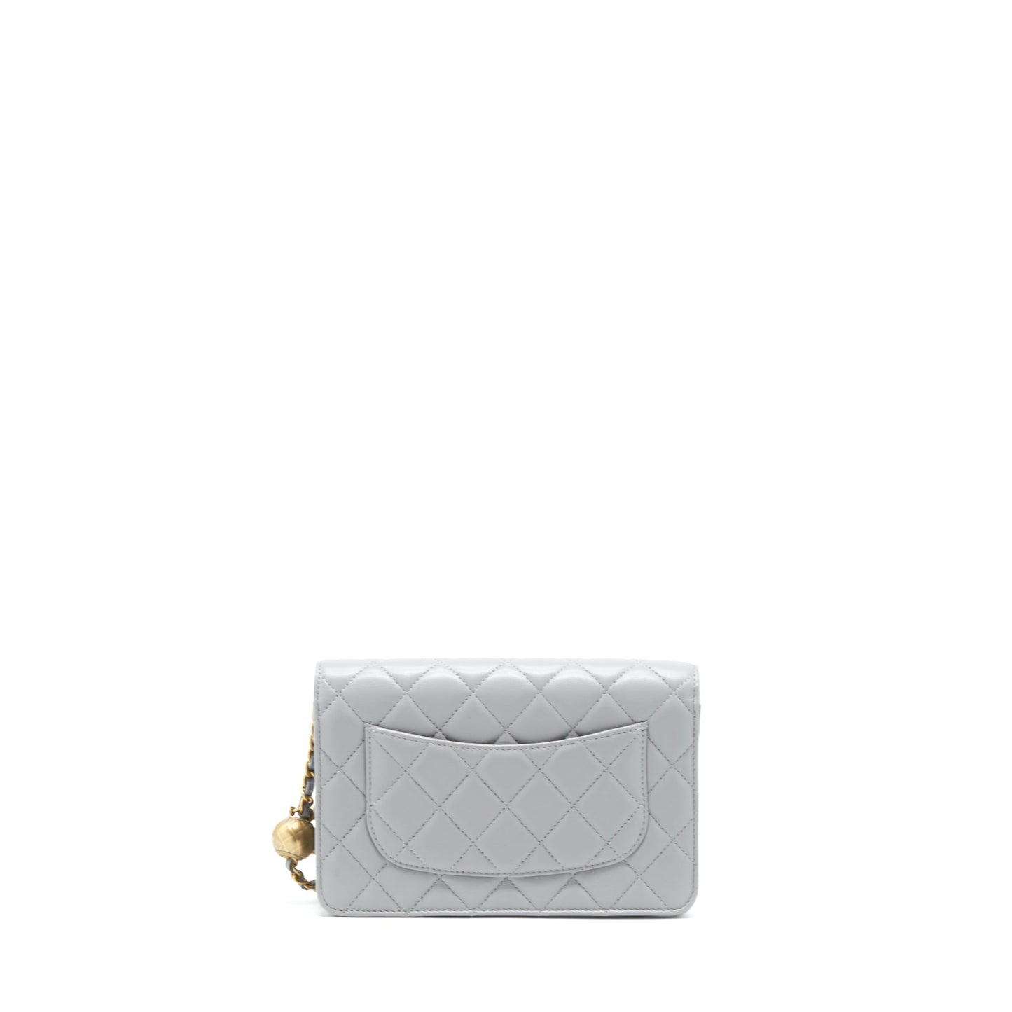 Chanel Pearl Crush On Lambskin Brushed GHW Grey Wallet Case
