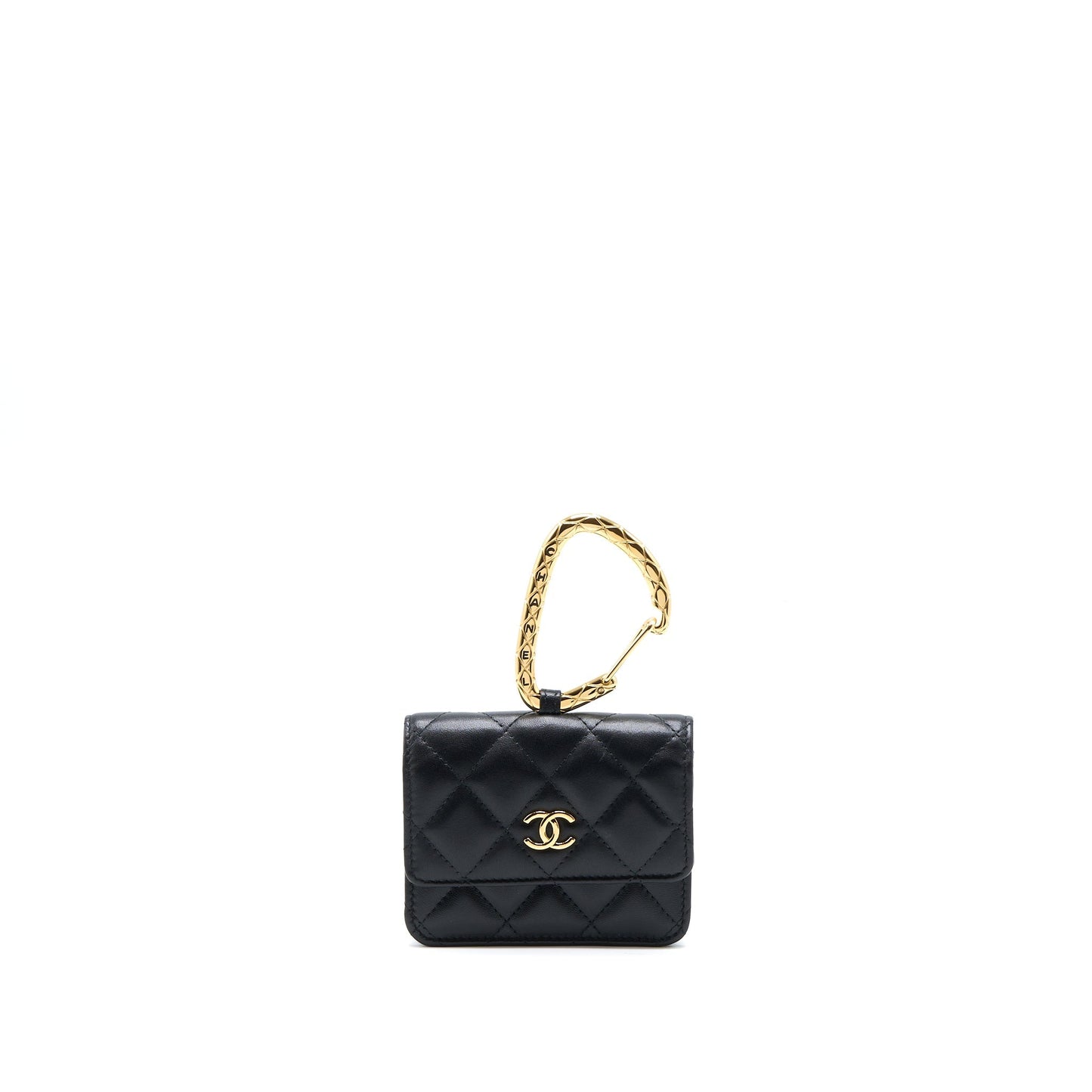 Chanel Jewel Hook Cardholder Lambskin GHW Black Wallet Case