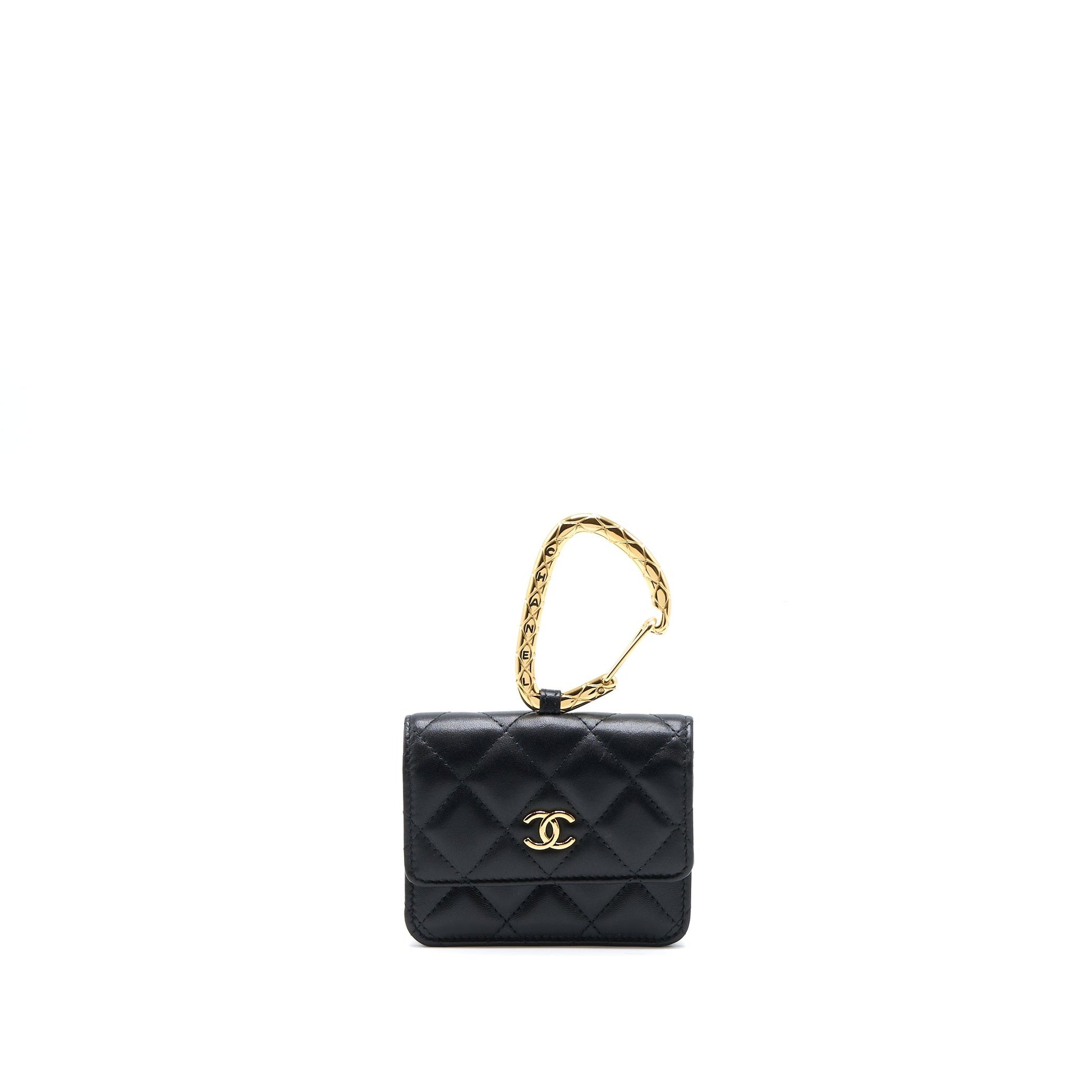 Chanel Jewel Hook Cardholder Lambskin GHW Black Wallet Case