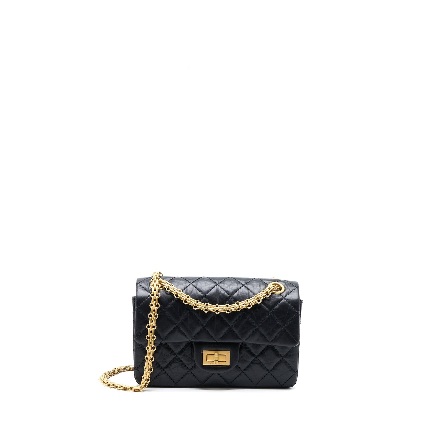 Chanel Reissue 2.55 Flap Aged Calfskin Brushed Black Shoulder Bag