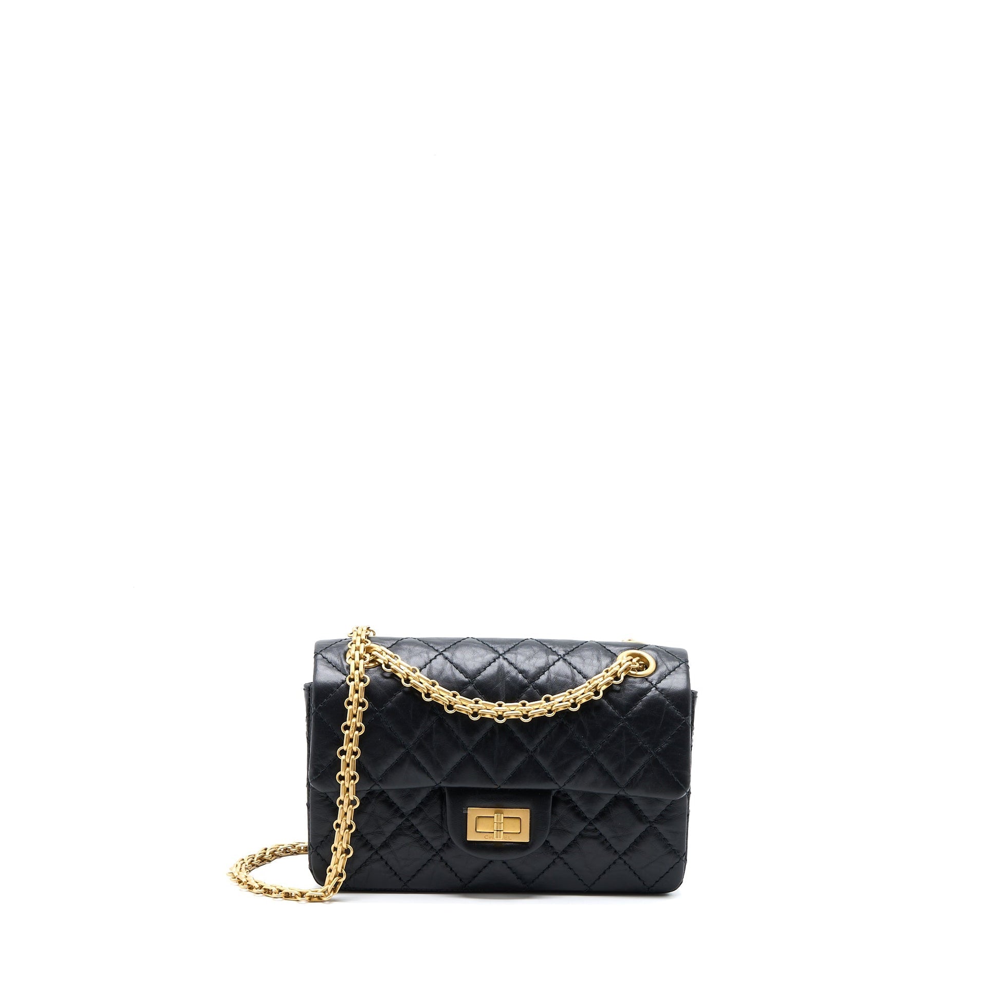 Chanel Reissue 2.55 Flap Aged Calfskin Brushed Black Shoulder Bag