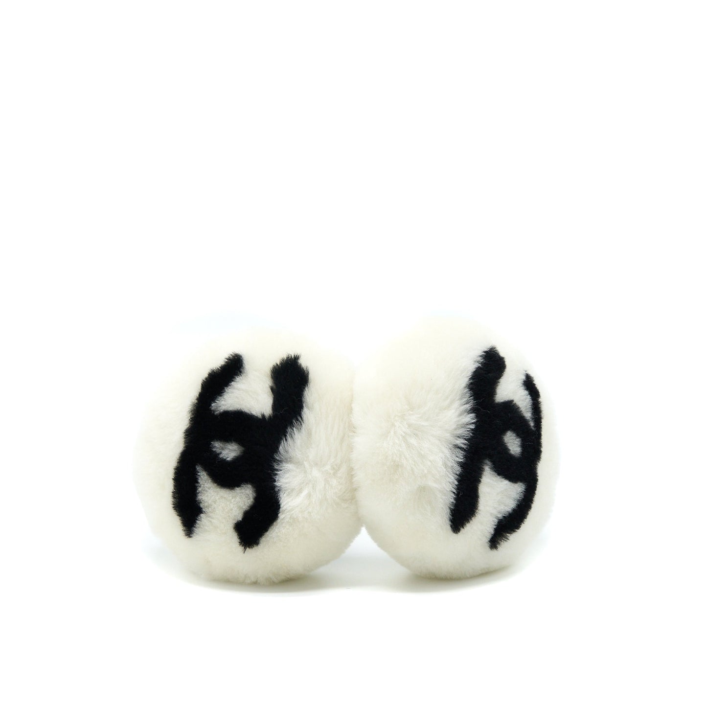 Chanel 22P Shearling CC Logo Earmuffs Black White Handbag White Black