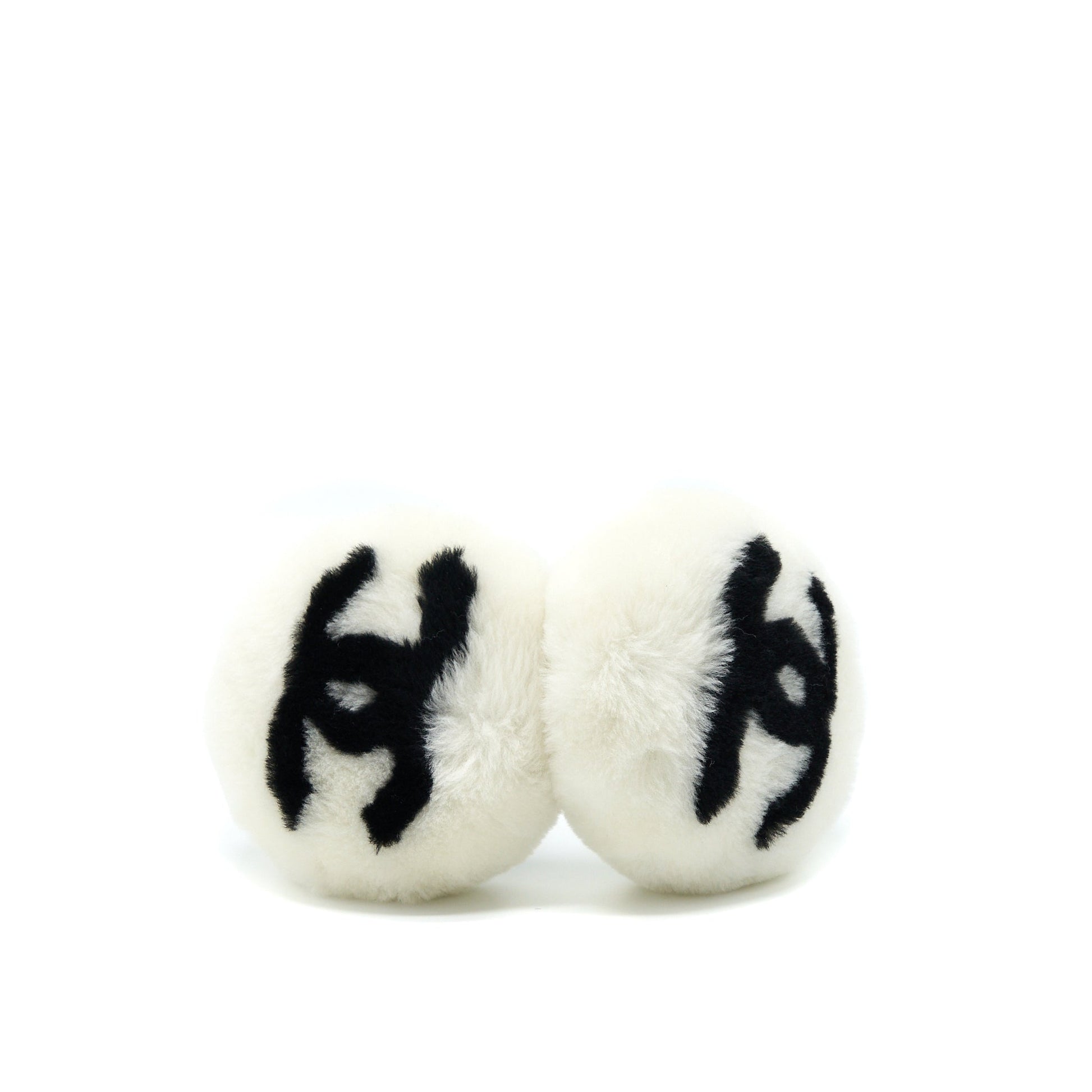 Chanel 22P Shearling CC Logo Earmuffs Black White Handbag White Black