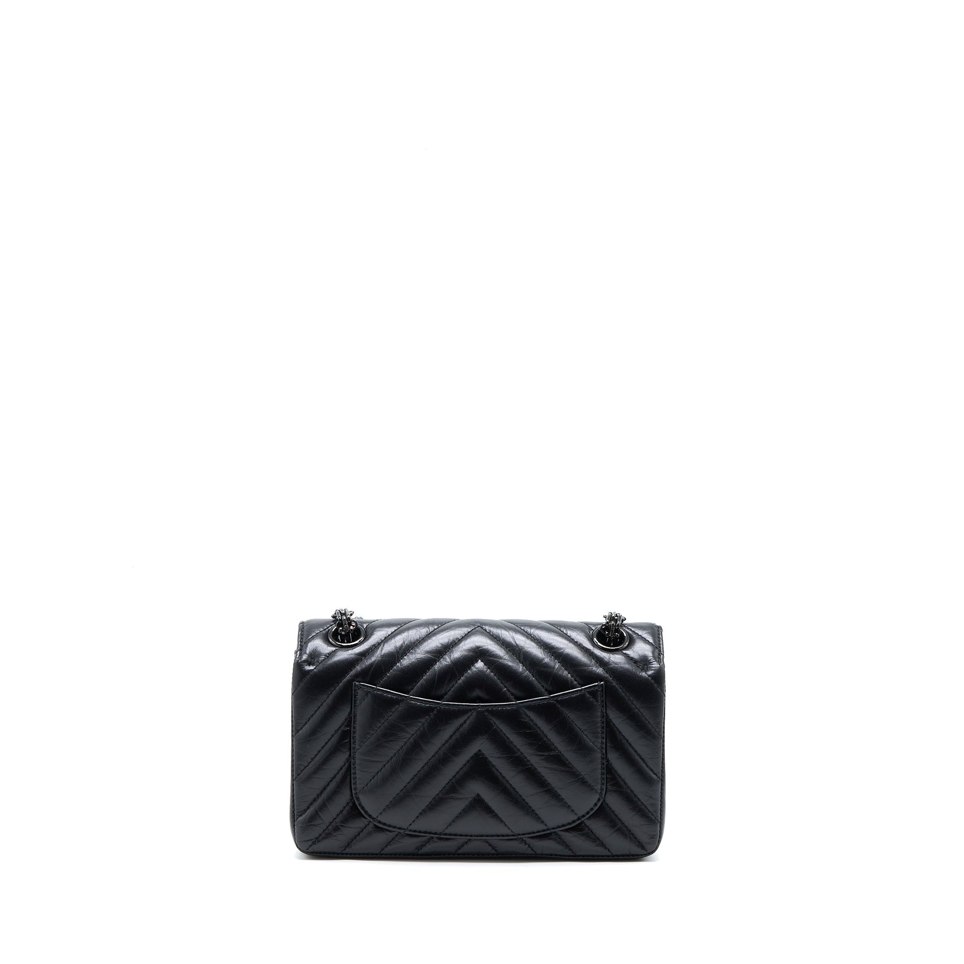 Chanel Reissue 2.55 Flap Chevron Aged Calfskin Black Shoulder Bag
