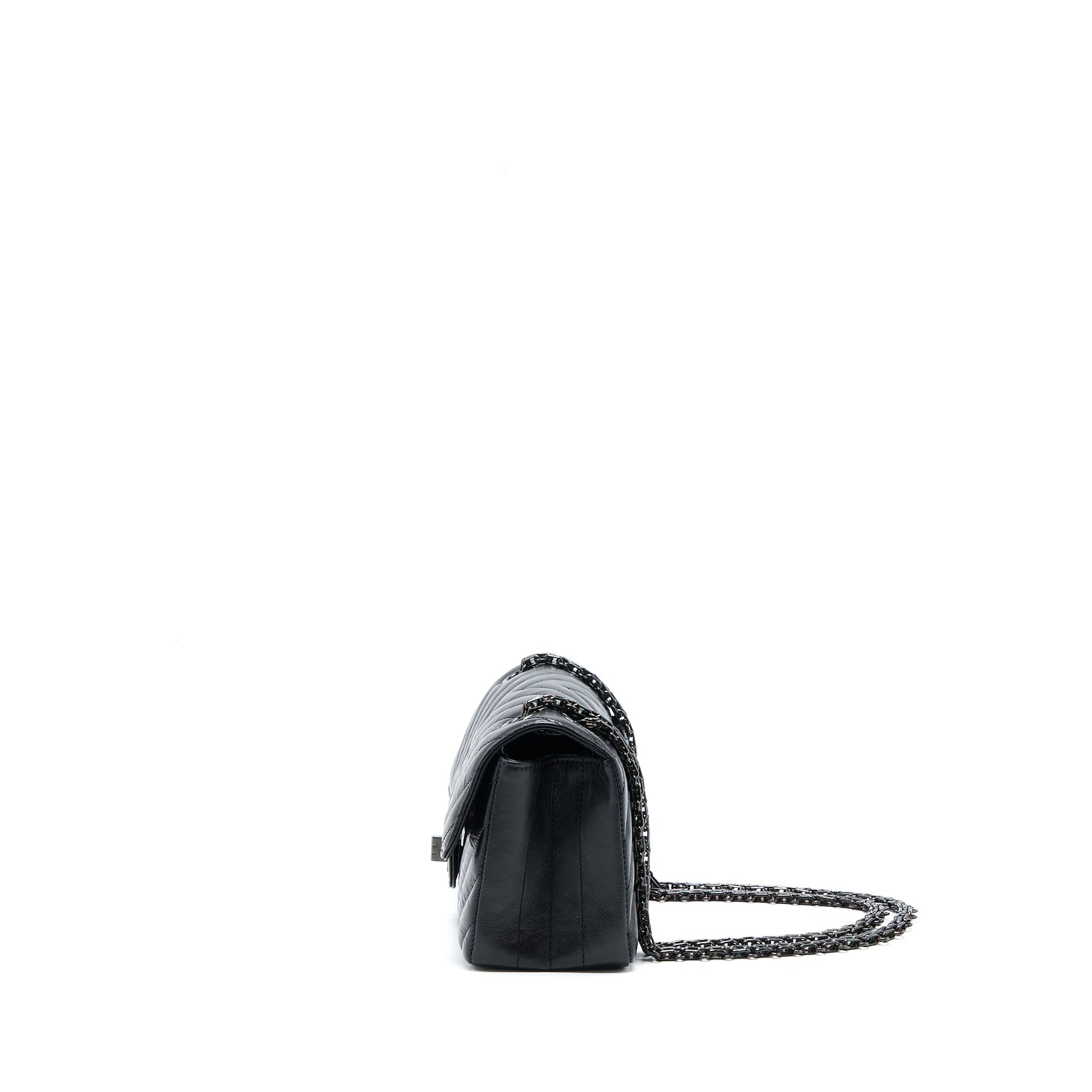 Chanel Reissue 2.55 Flap Chevron Aged Calfskin Black Shoulder Bag