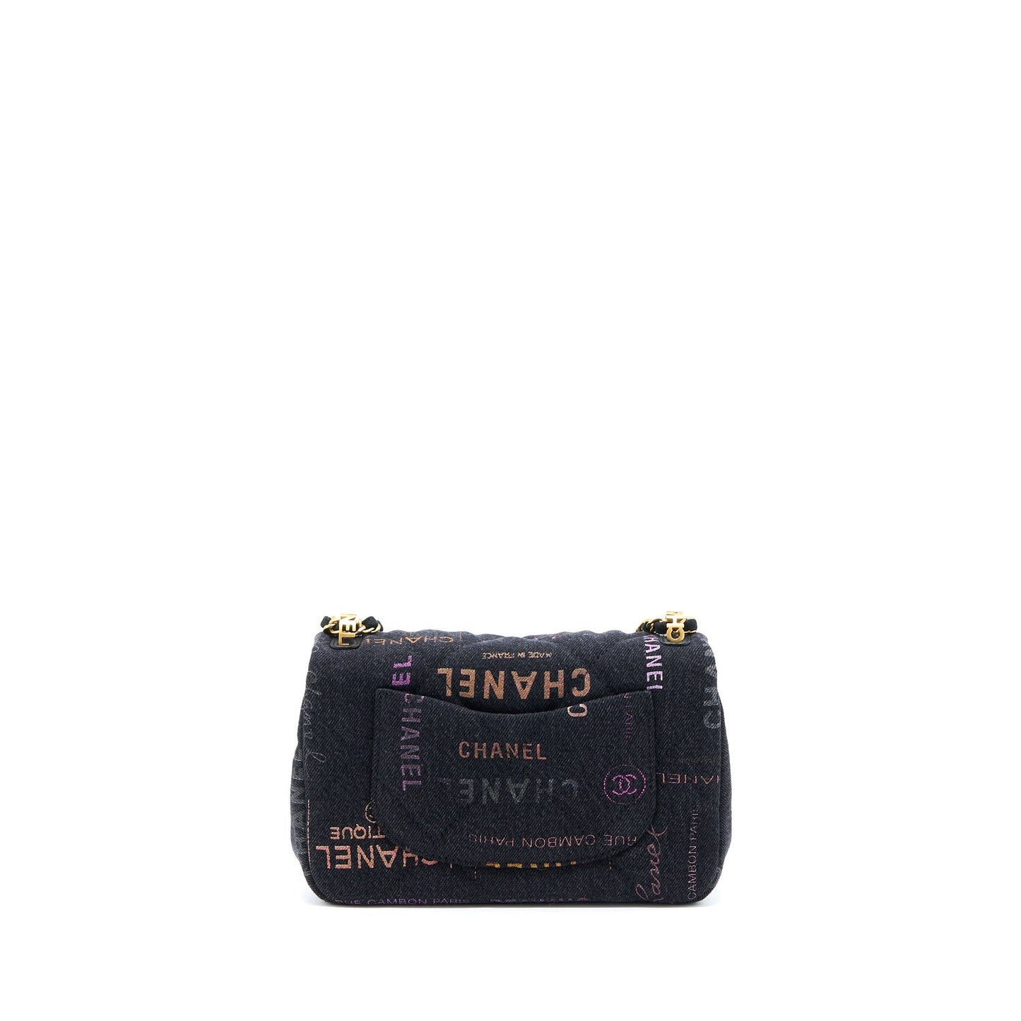 Chanel 22P Denim Flap Brushed GHW Microchip Black Shoulder Bag