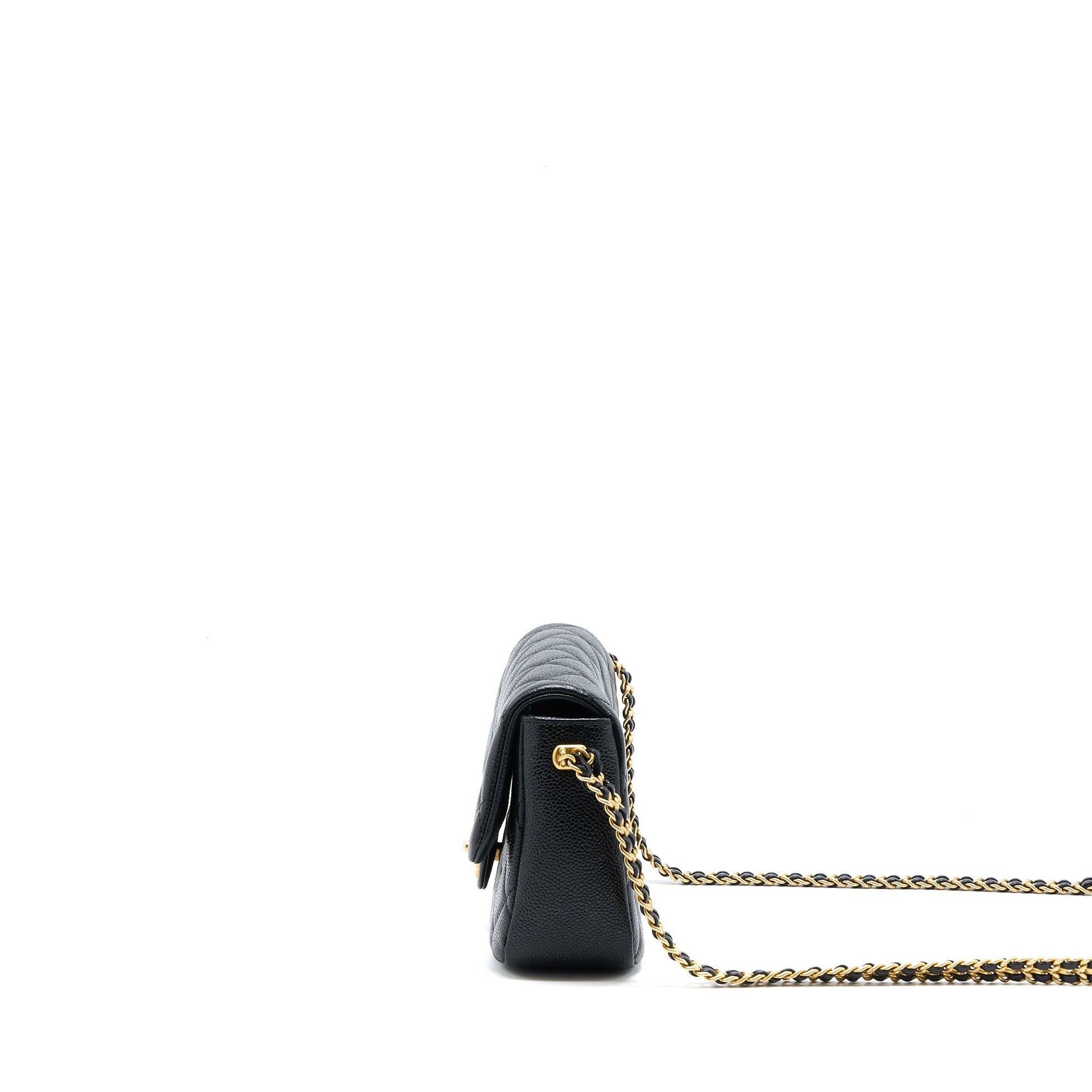 Chanel Quilted Flap Double Caviar Brushed GHW Black Shoulder Bag