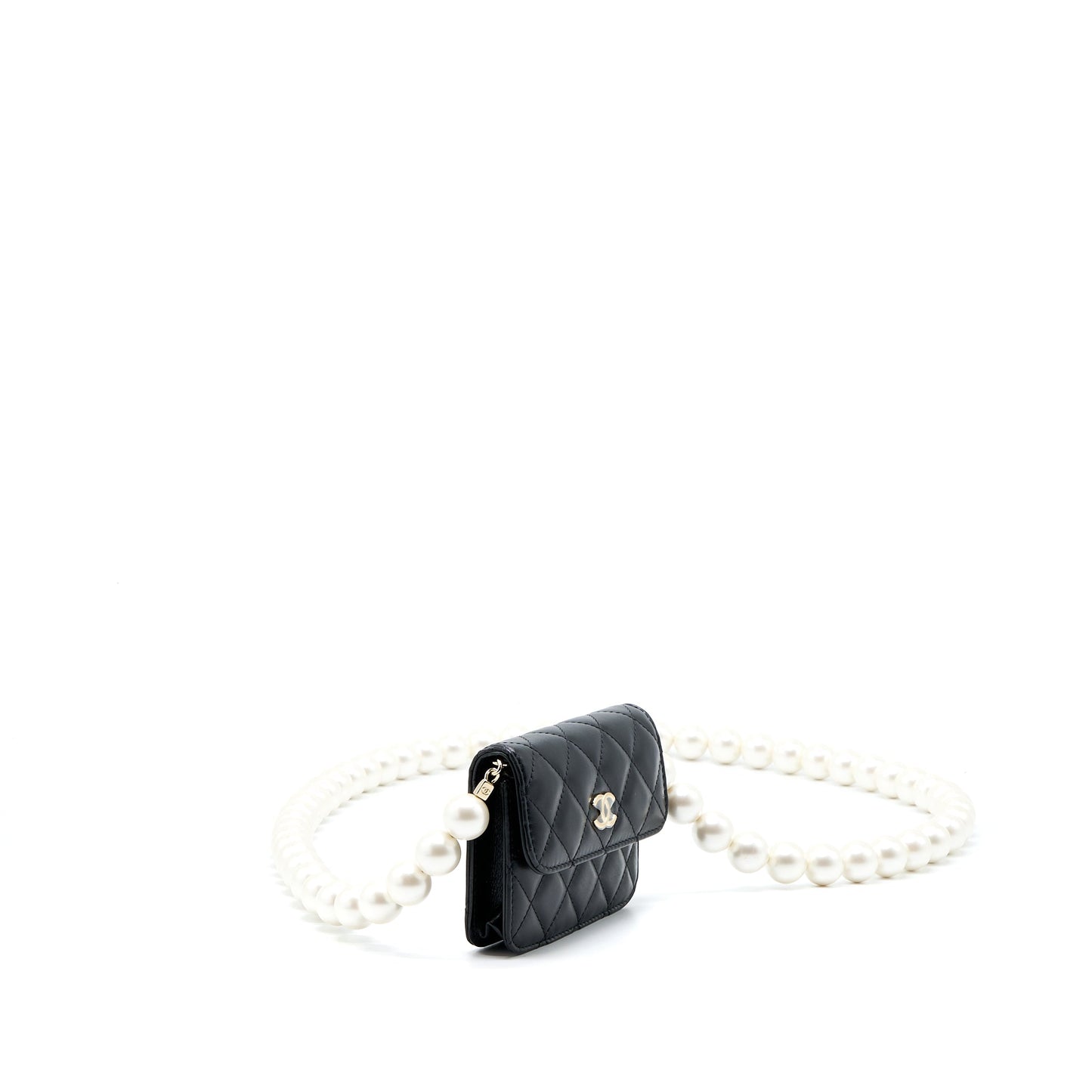Chanel Giant Pearl Lambskin LGHW Black Mini Bag Black Lghw