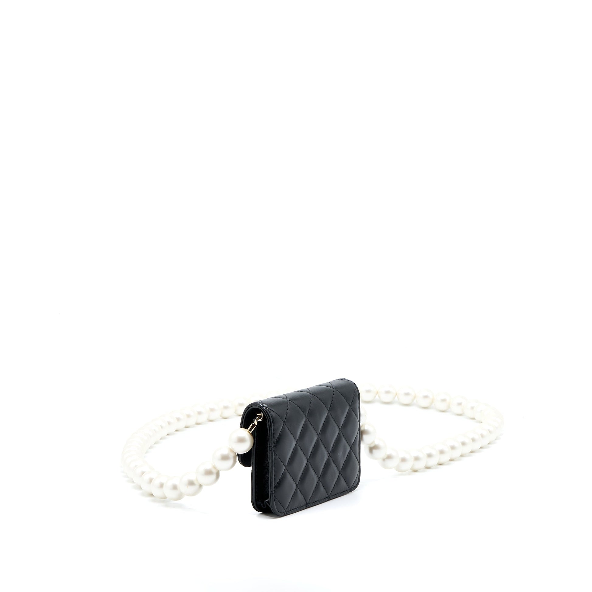 Chanel Giant Pearl Lambskin LGHW Black Mini Bag Black Lghw