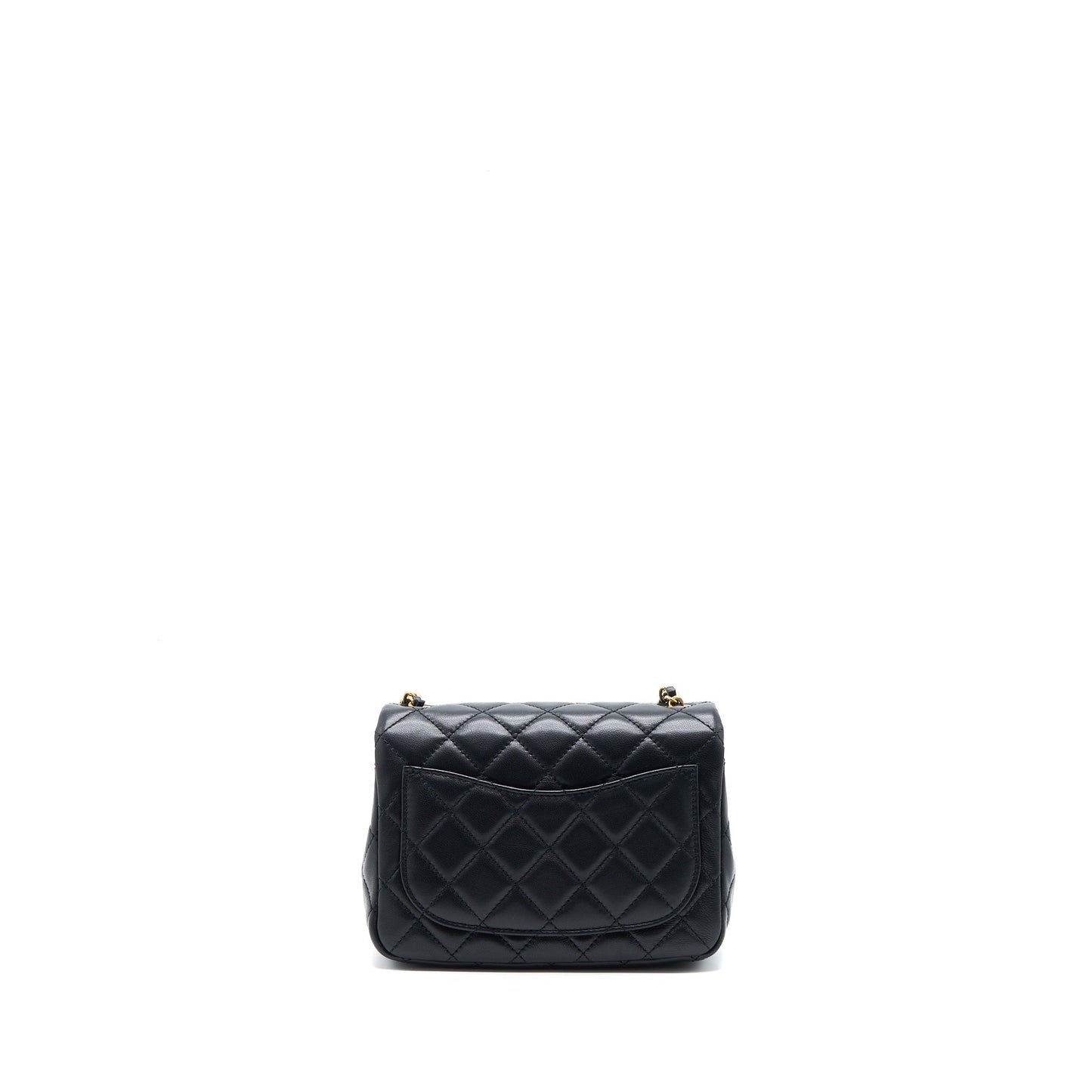 Chanel Pearl Crush Square Flap Lambskin Brushed Black Shoulder Bag
