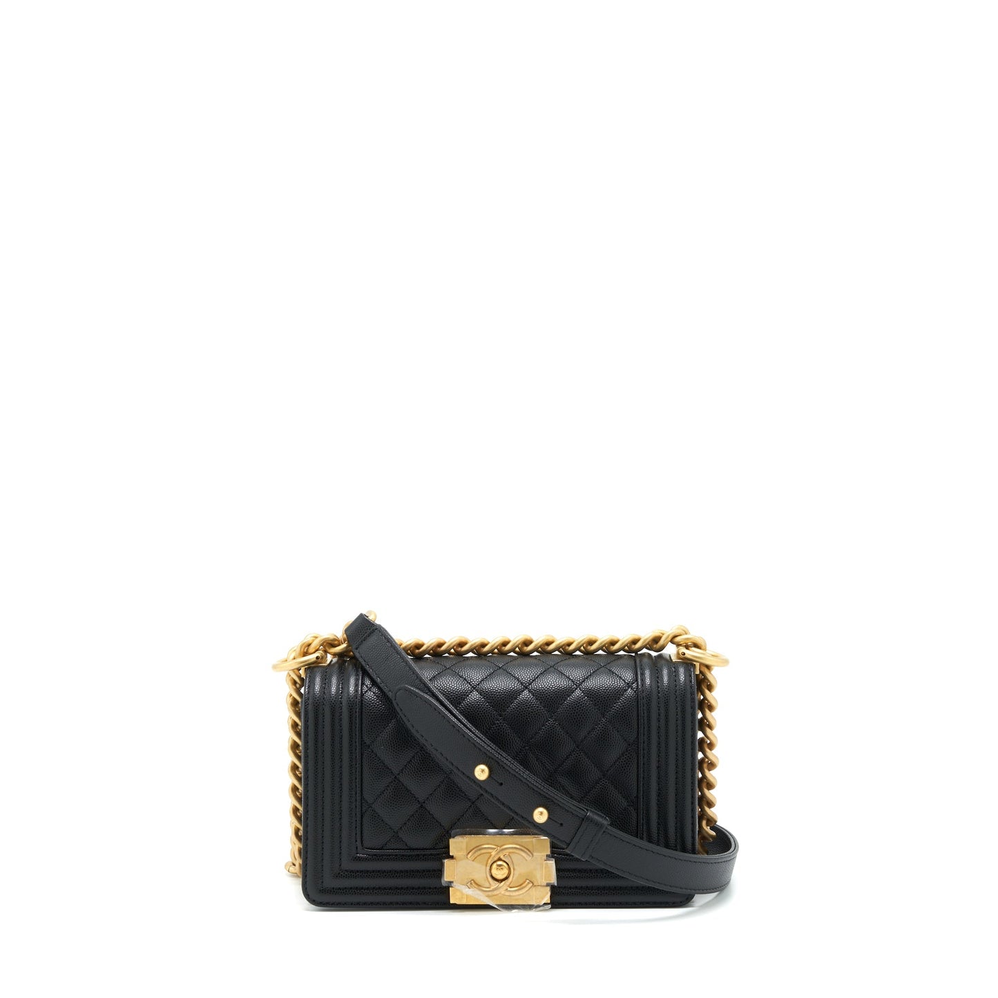 Chanel Boy Caviar Brushed GHW Microchip Black Small Handbag
