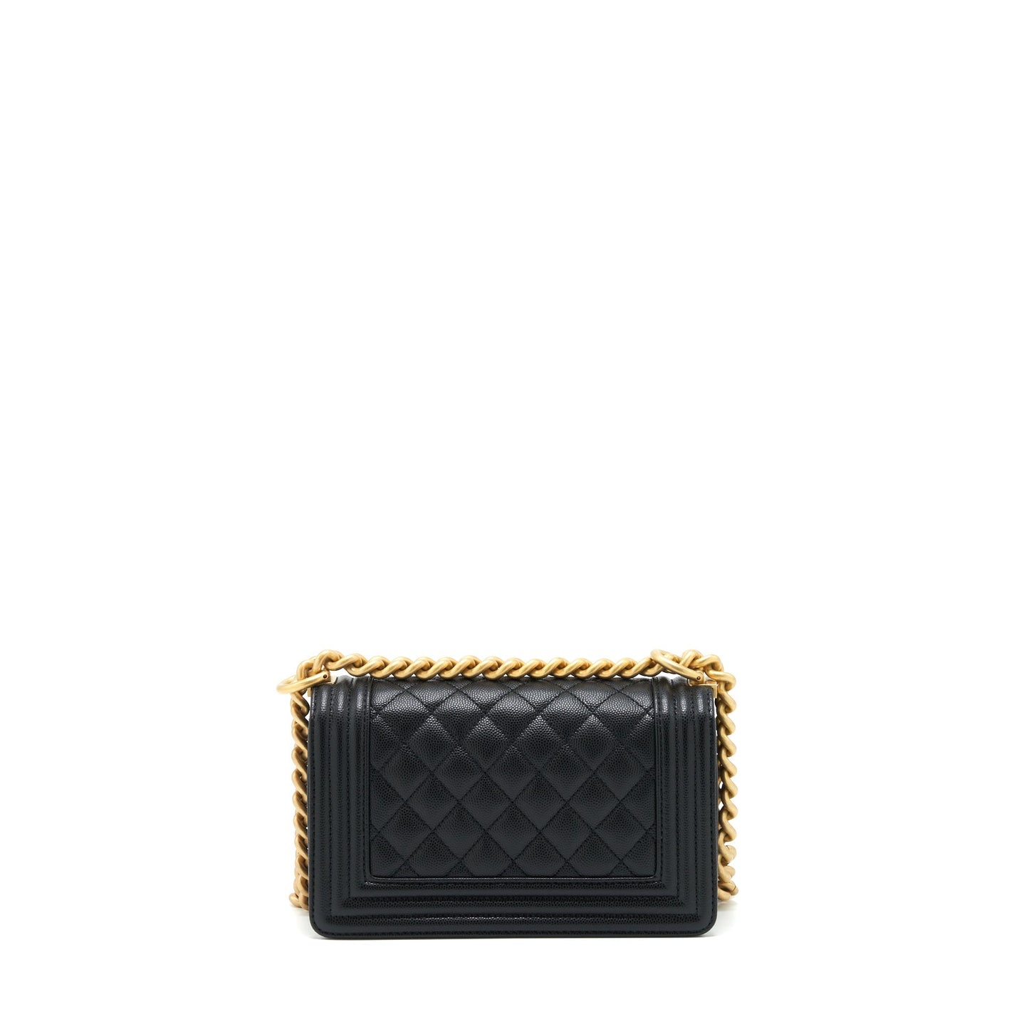 Chanel Boy Caviar Brushed GHW Microchip Black Small Handbag