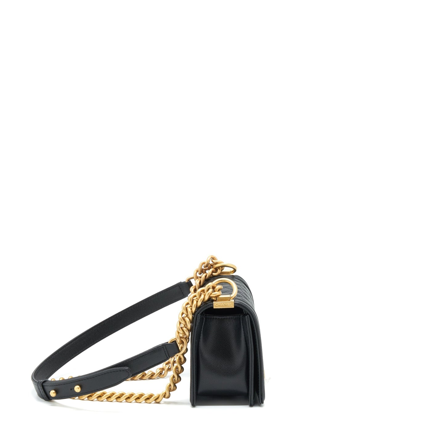 Chanel Boy Caviar Brushed GHW Microchip Black Small Handbag