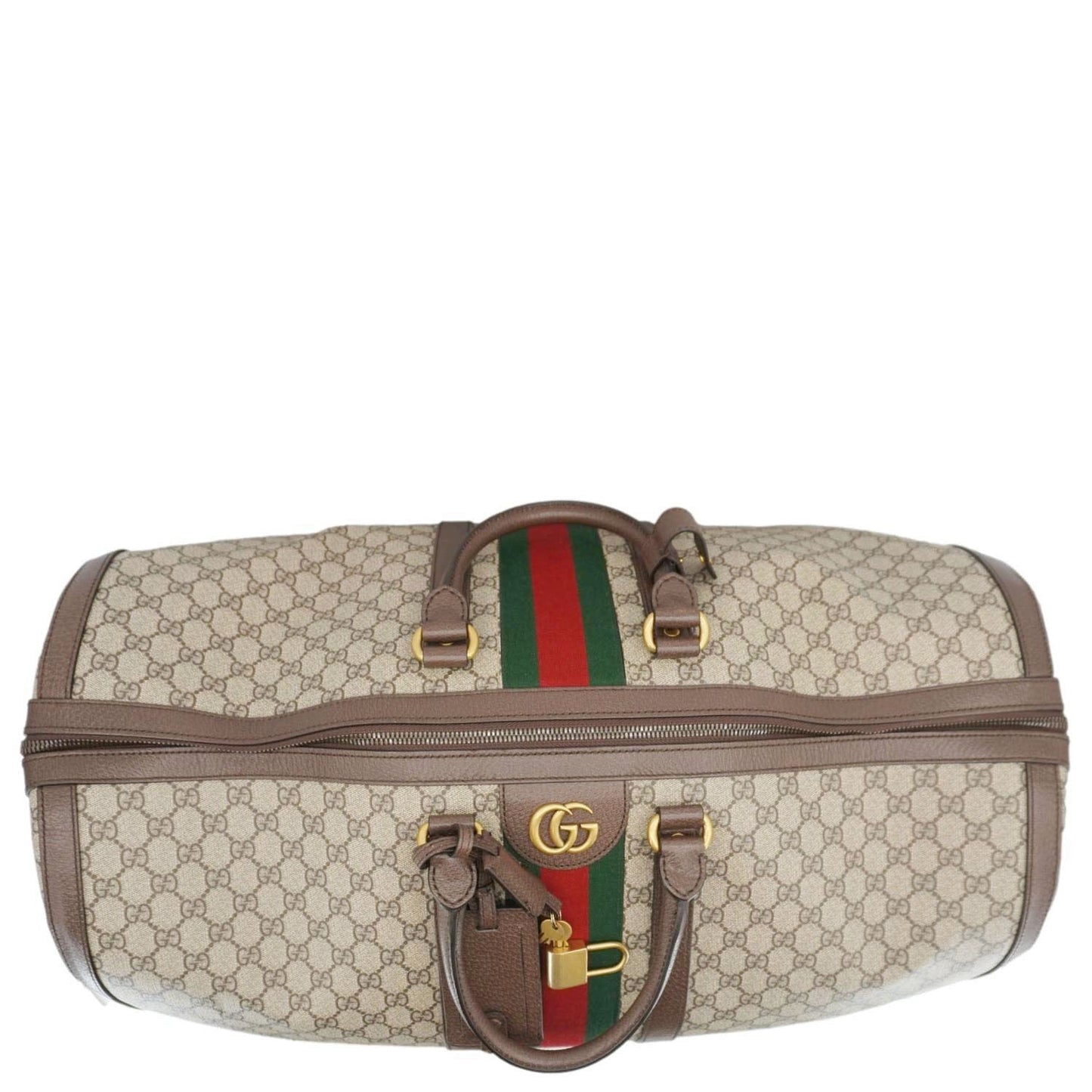 Gucci Savoy Web Maxi Supreme Duffle Bag Canvas Beige Travel Bag
