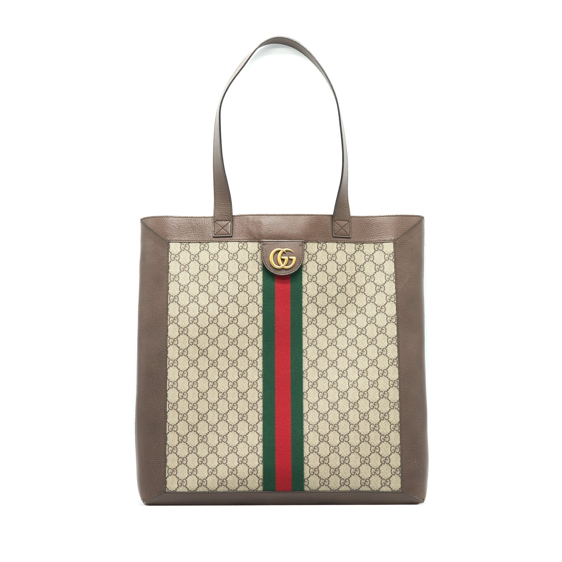 Gucci Ophidia Trimmed Printed Coated Tote Leather Canvas Tote Bag