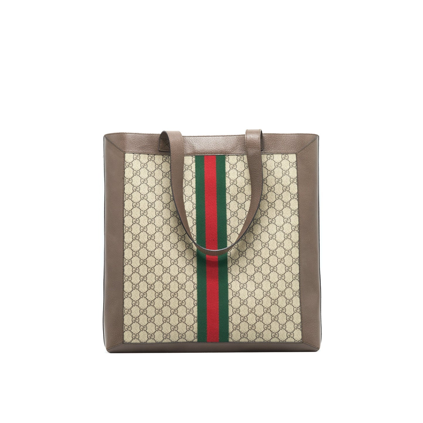 Gucci Ophidia Trimmed Printed Coated Tote Leather Canvas Tote Bag