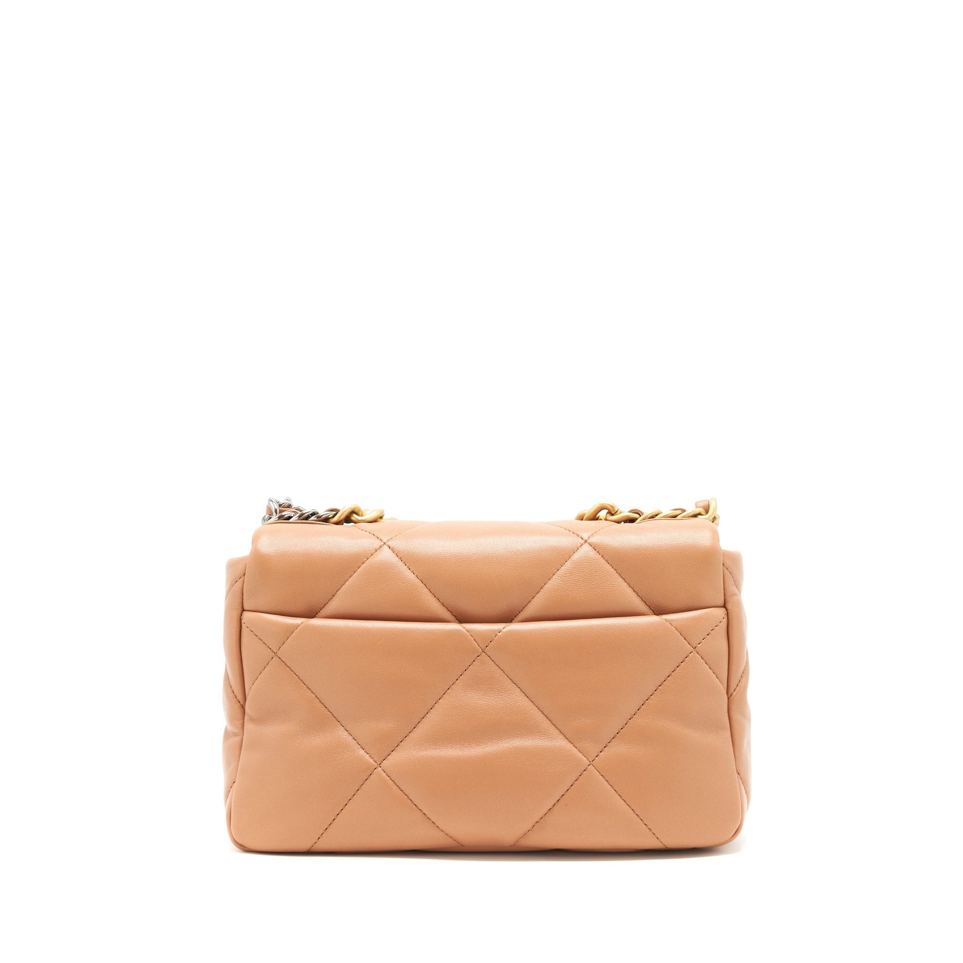 Chanel 21K 19 Flap Lambskin Caramel GHW Small Shoulder Bag