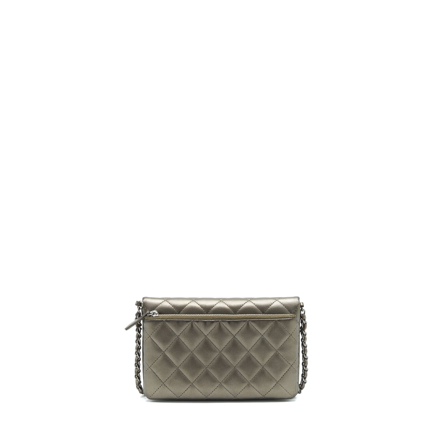 Chanel Flap Zippy Lambskin rdware Grey Mini Bag