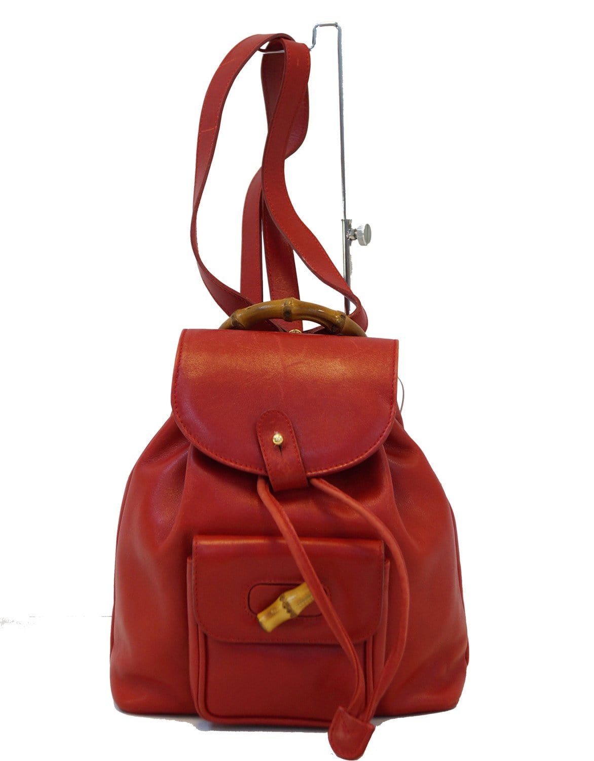 Gucci Bamboo Backpack Bag Leather Red