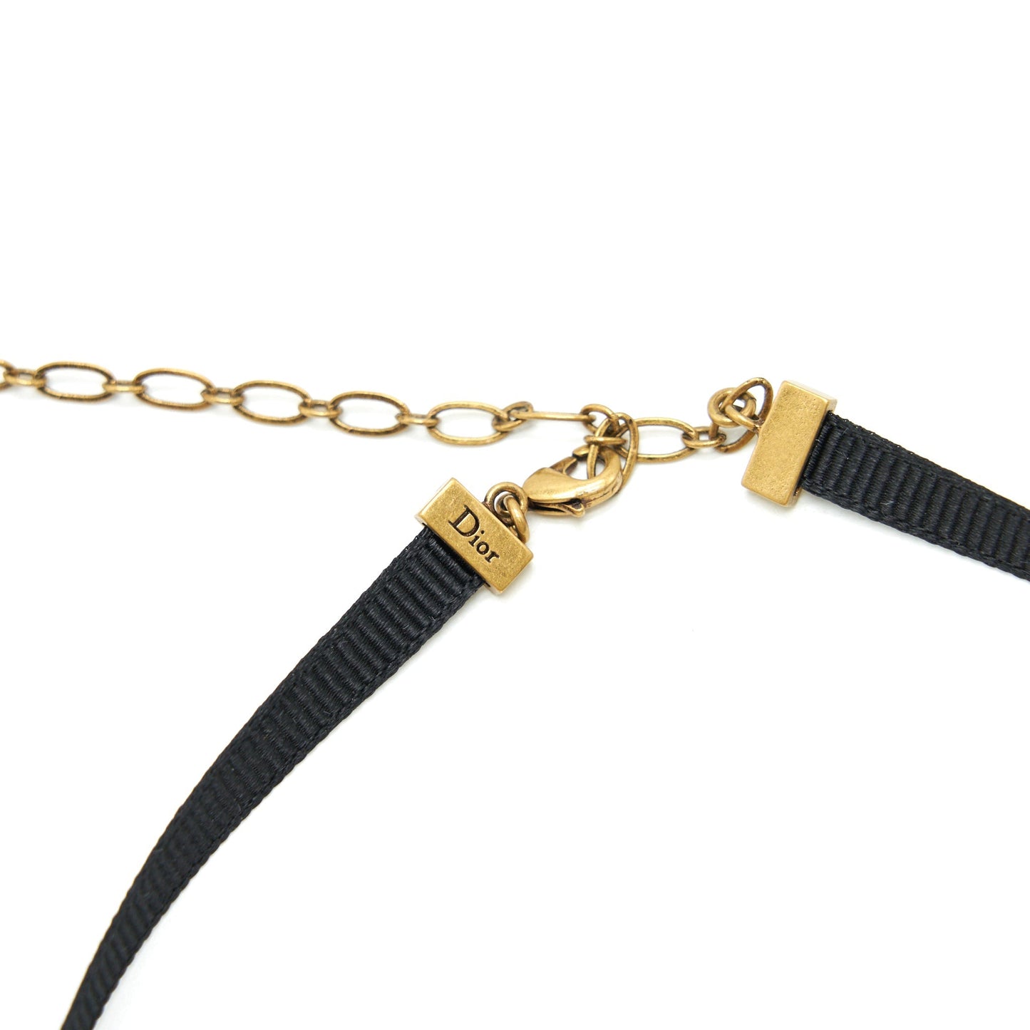 Dior JâA Choker Antique Finish Metal And Grosgrain Black Gold Travel Bag