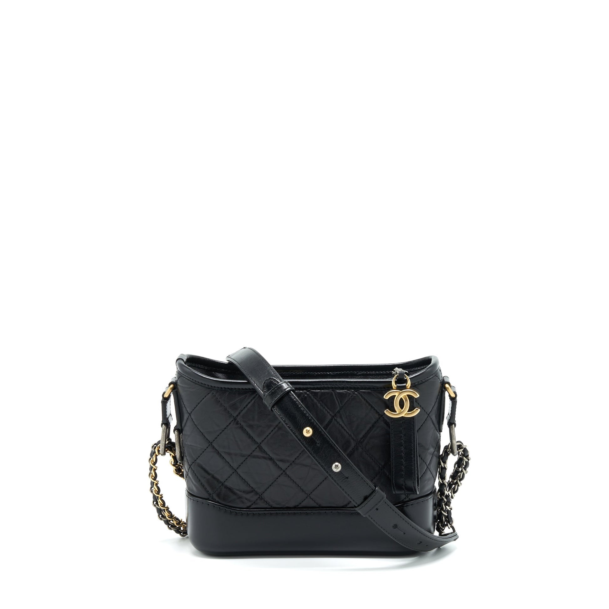 Chanel Gabrielle Hobo Calfskin Hardware Multicolour Black Small Shoulder Bag