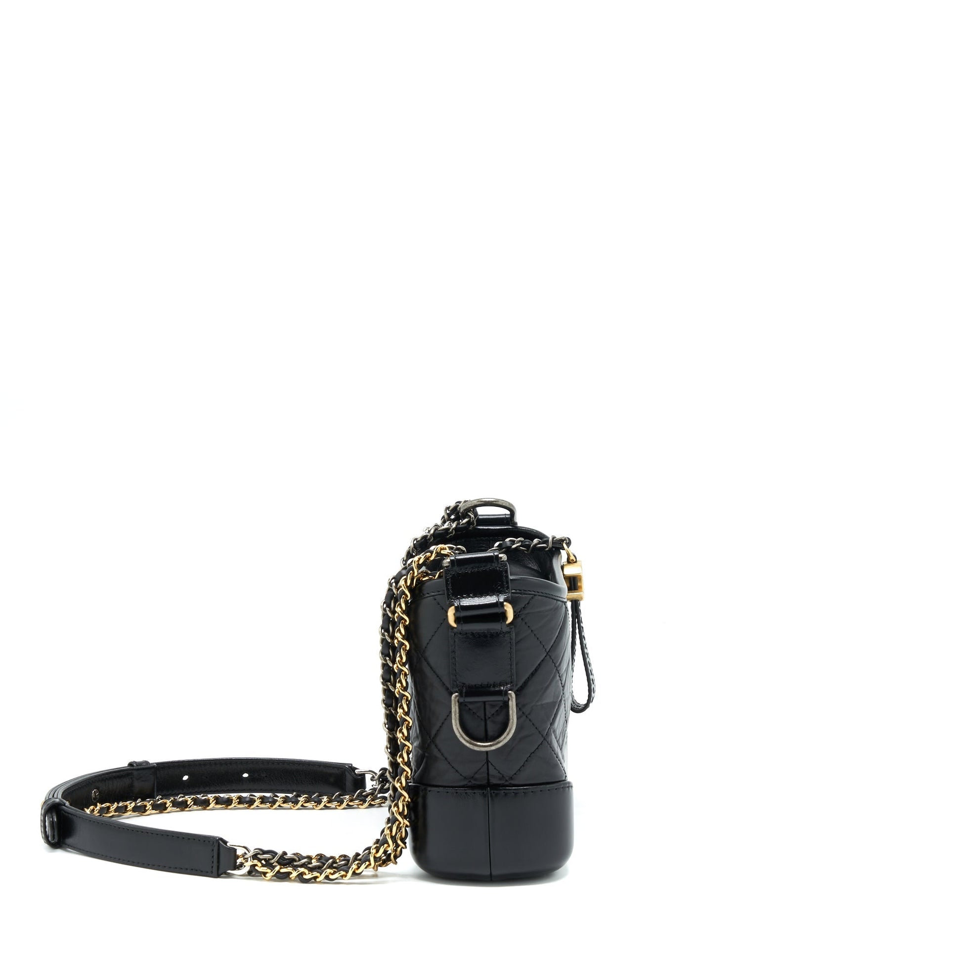 Chanel Gabrielle Hobo Calfskin Hardware Multicolour Black Small Shoulder Bag