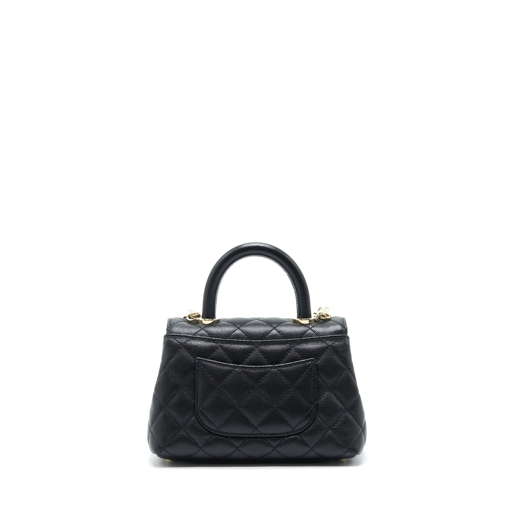Chanel Coco Handle 20cm Caviar LGHW Microchip Black Mini Bag