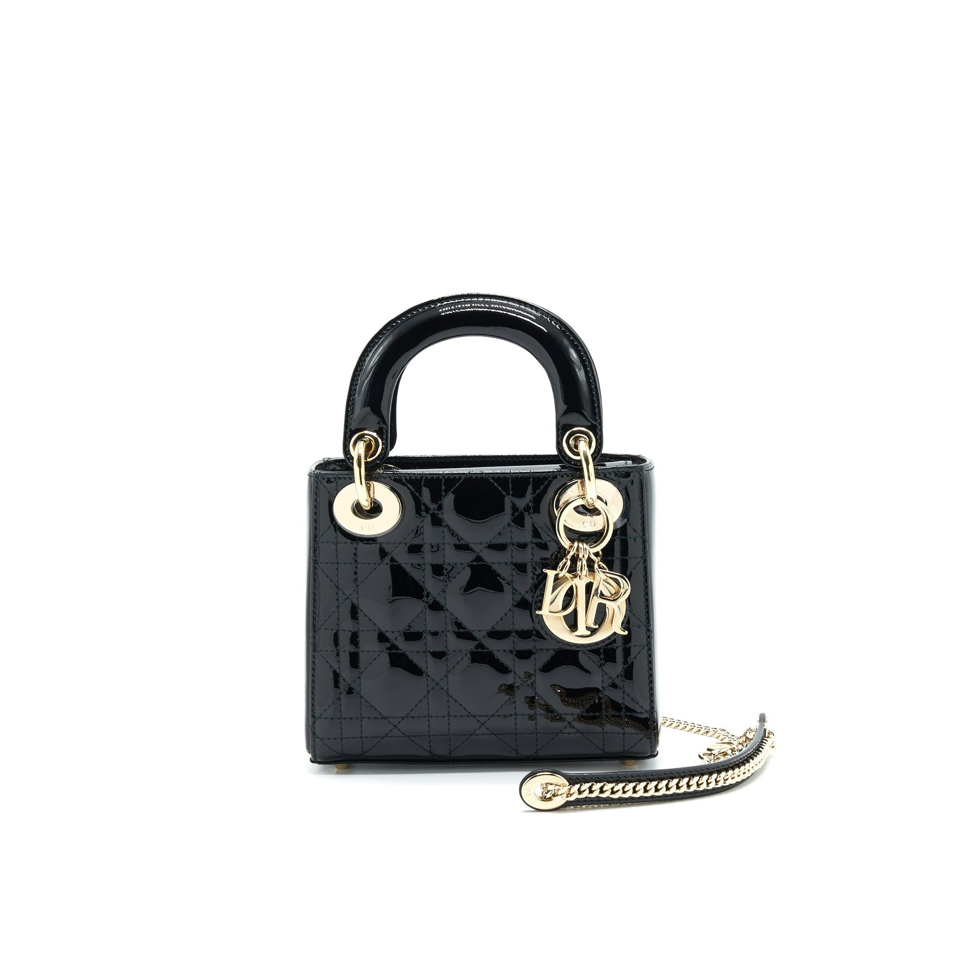 Dior Lady Patent With Handbag Leather Black Travel Bag
