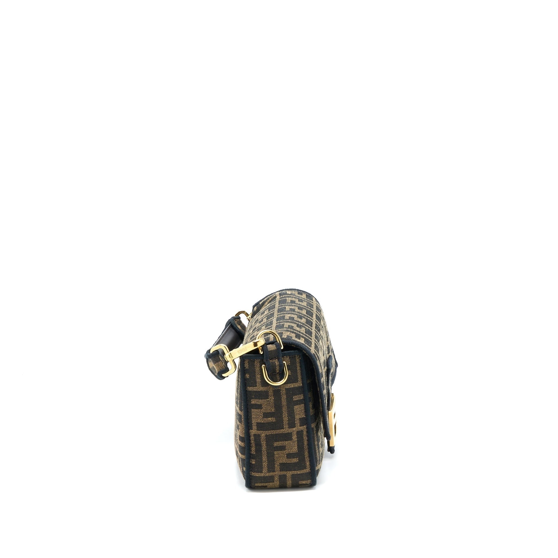 Fendi Baguette Purse Jacquard Fabric Brown Shoulder Bag