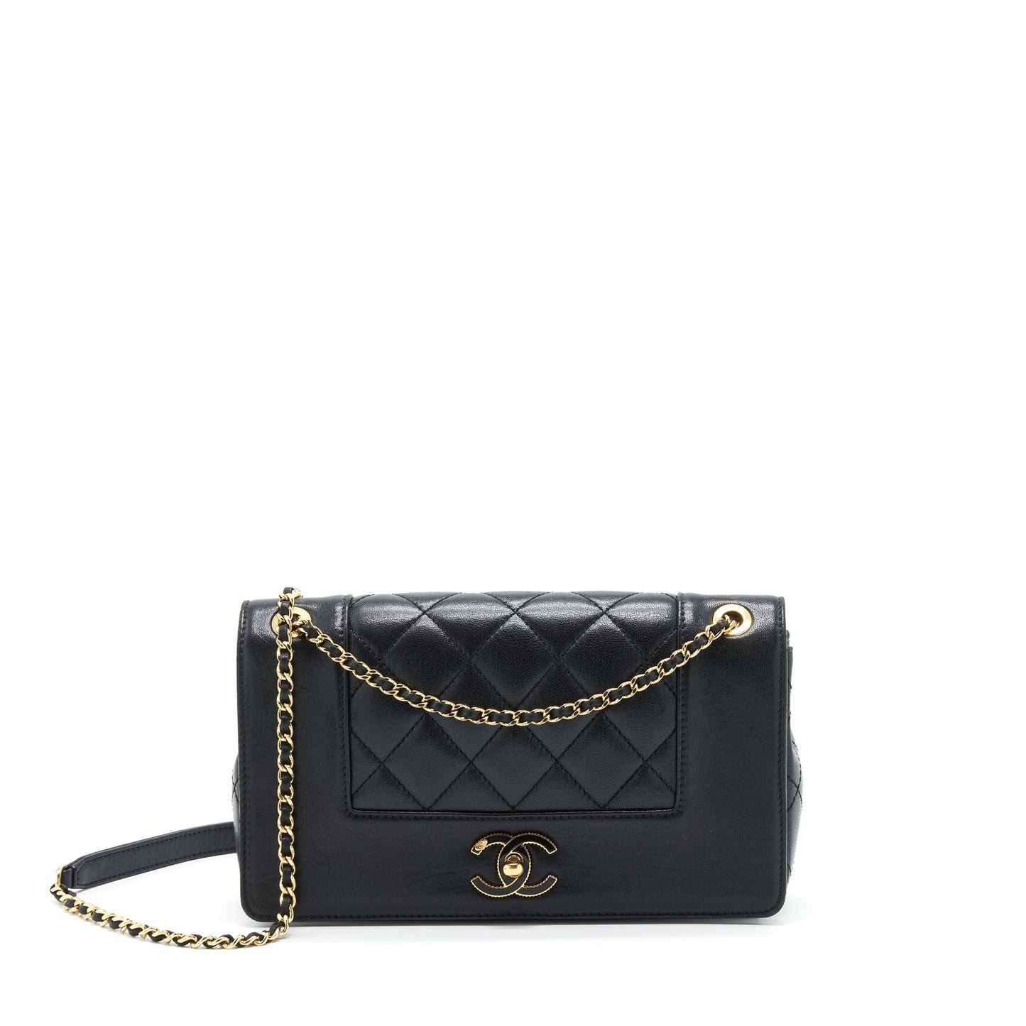 Chanel CC Logo Flap Lambskin GHW Black Shoulder Bag