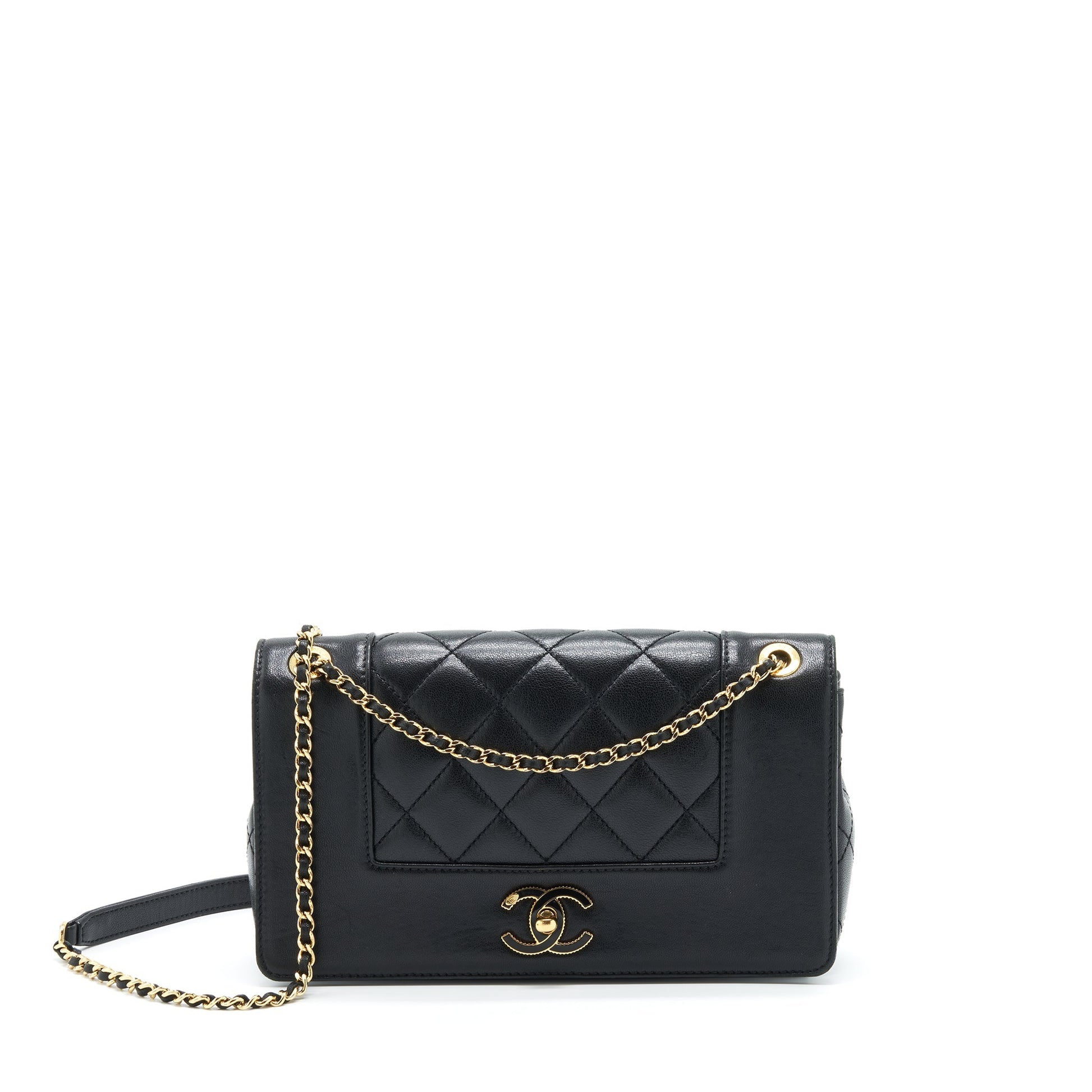 Chanel CC Logo Flap Lambskin GHW Black Shoulder Bag