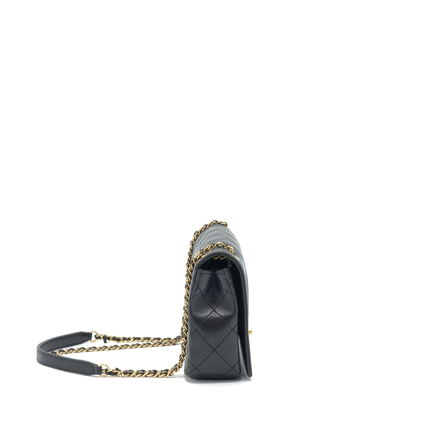 Chanel CC Logo Flap Lambskin GHW Black Shoulder Bag