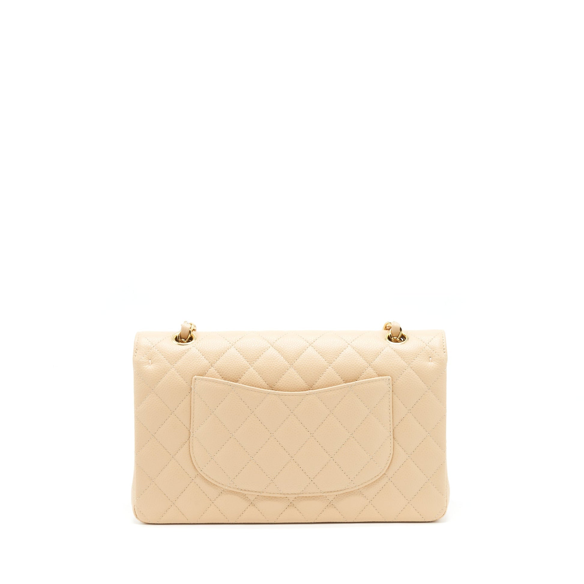 Chanel Classic Double Flap Caviar LGHW Beige Shoulder Bag