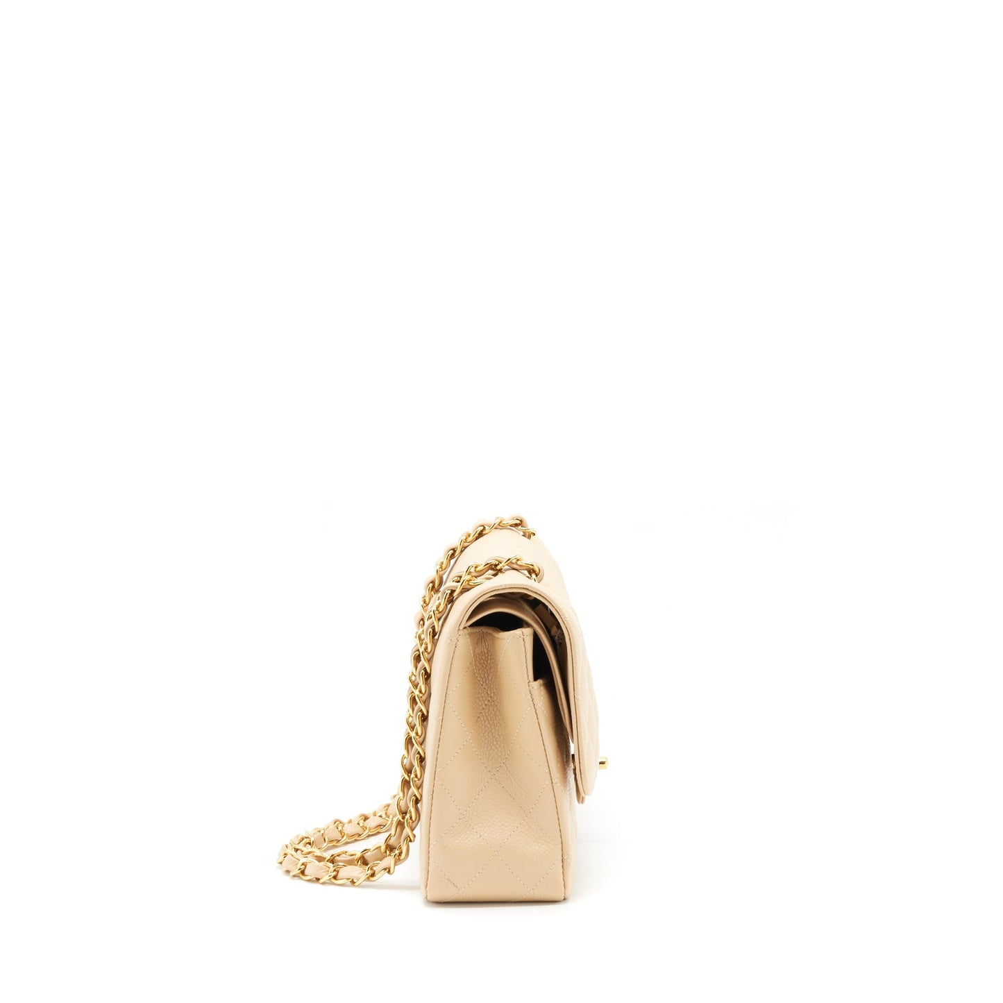 Chanel Classic Double Flap Caviar LGHW Beige Shoulder Bag