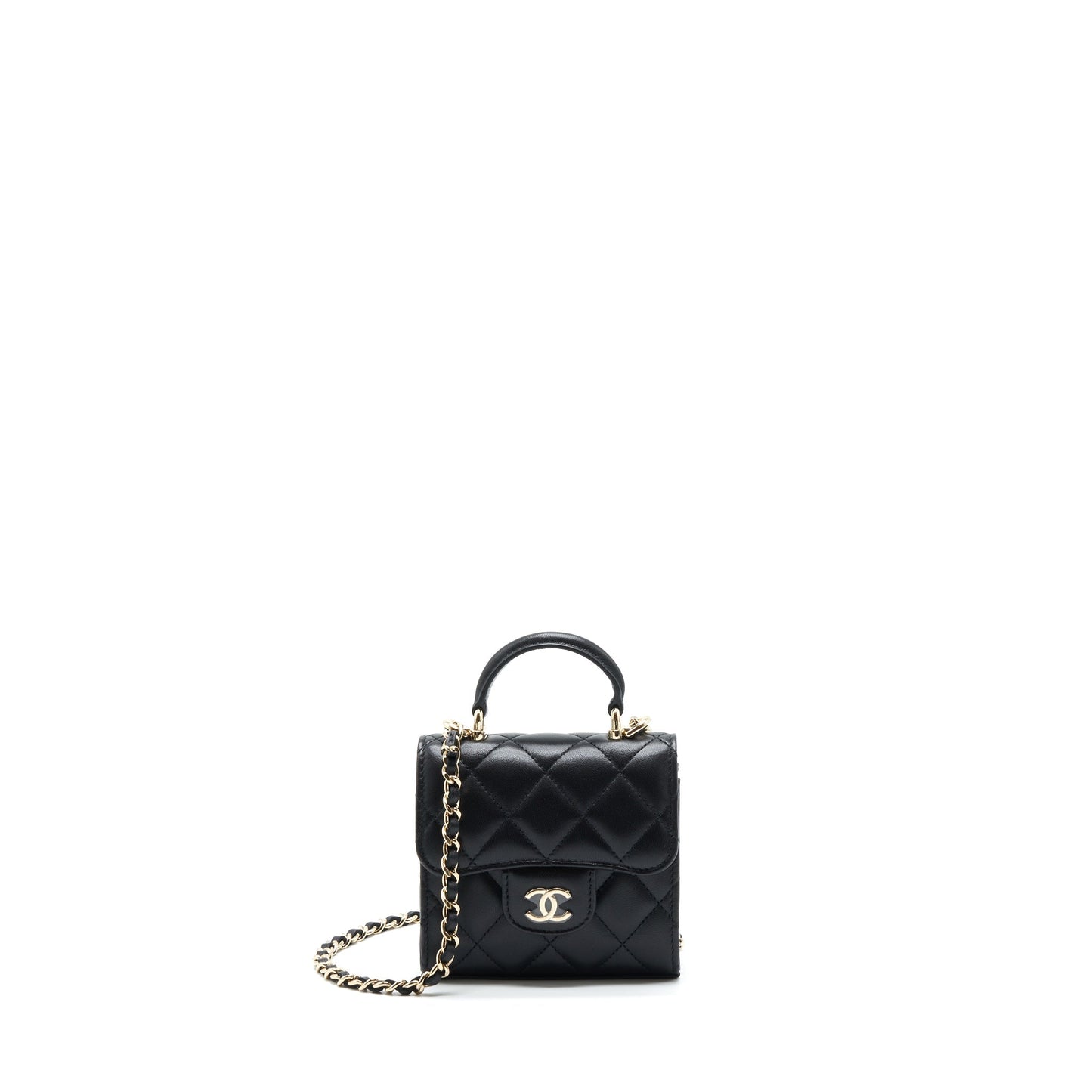 Chanel 22P Top Handle Flap Lambskin LGHW Black Shoulder Bag Lghw 2