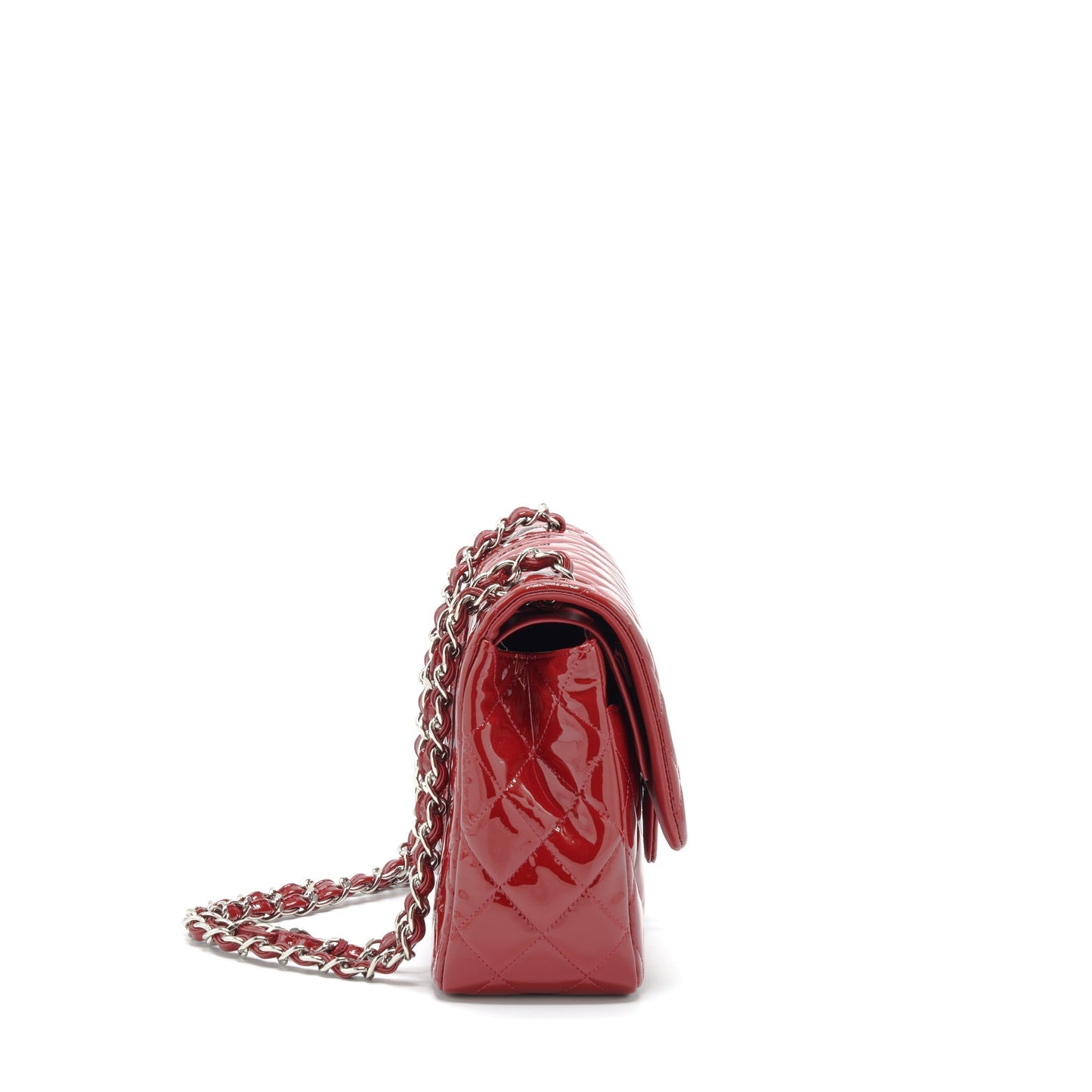 Chanel Jumbo Classic Flap Patent SHW Red Shoulder Bag
