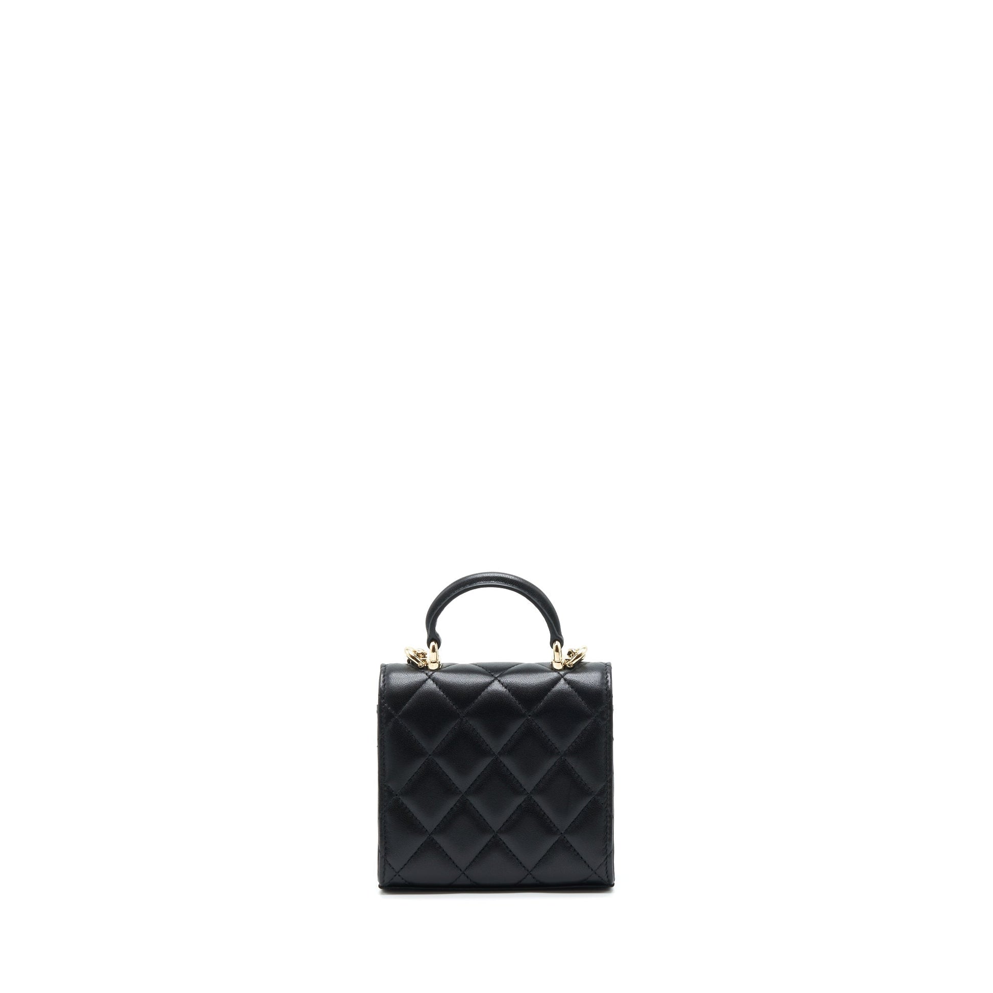 Chanel 22P Top Handle Flap Lambskin LGHW Black Shoulder Bag Lghw 2