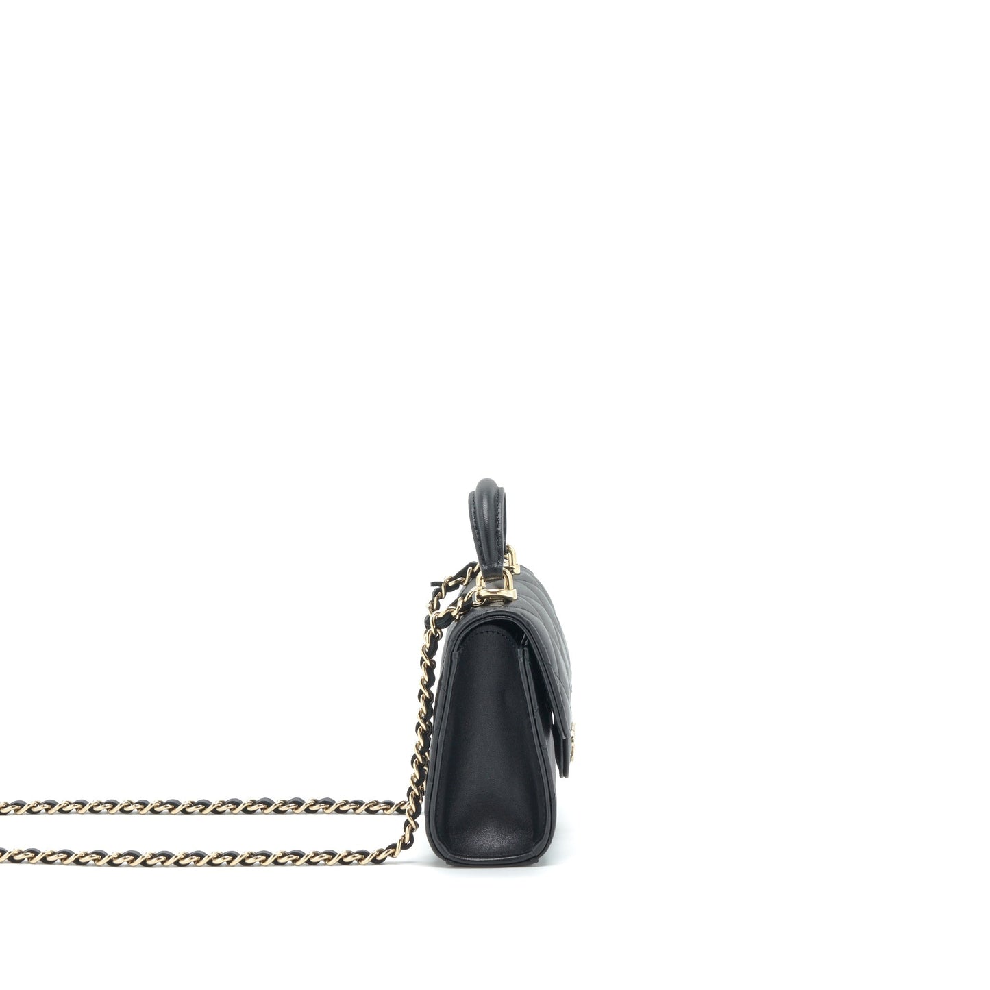 Chanel 22P Top Handle Flap Lambskin LGHW Black Shoulder Bag Lghw 2