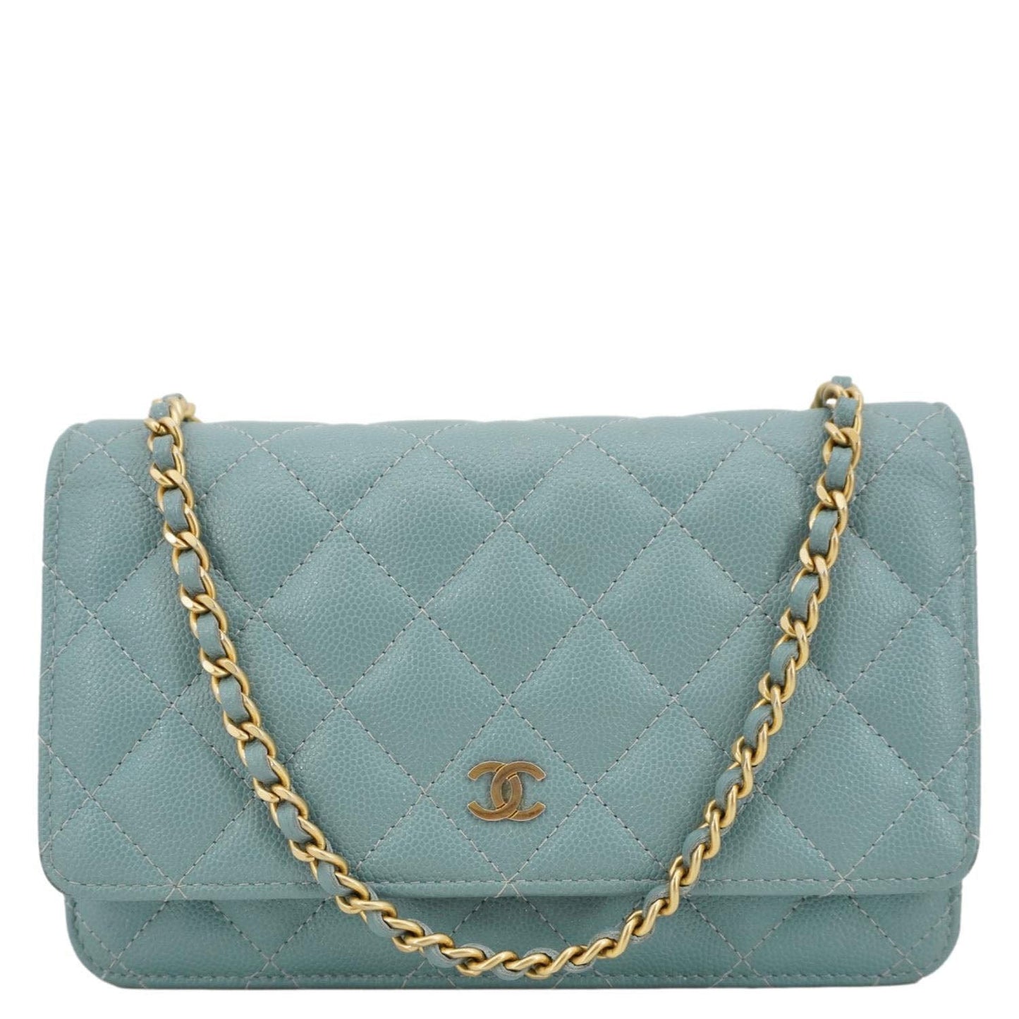 Chanel Wallet On Chain Quilted Caviar Leather Crossbody Bag Sea Green